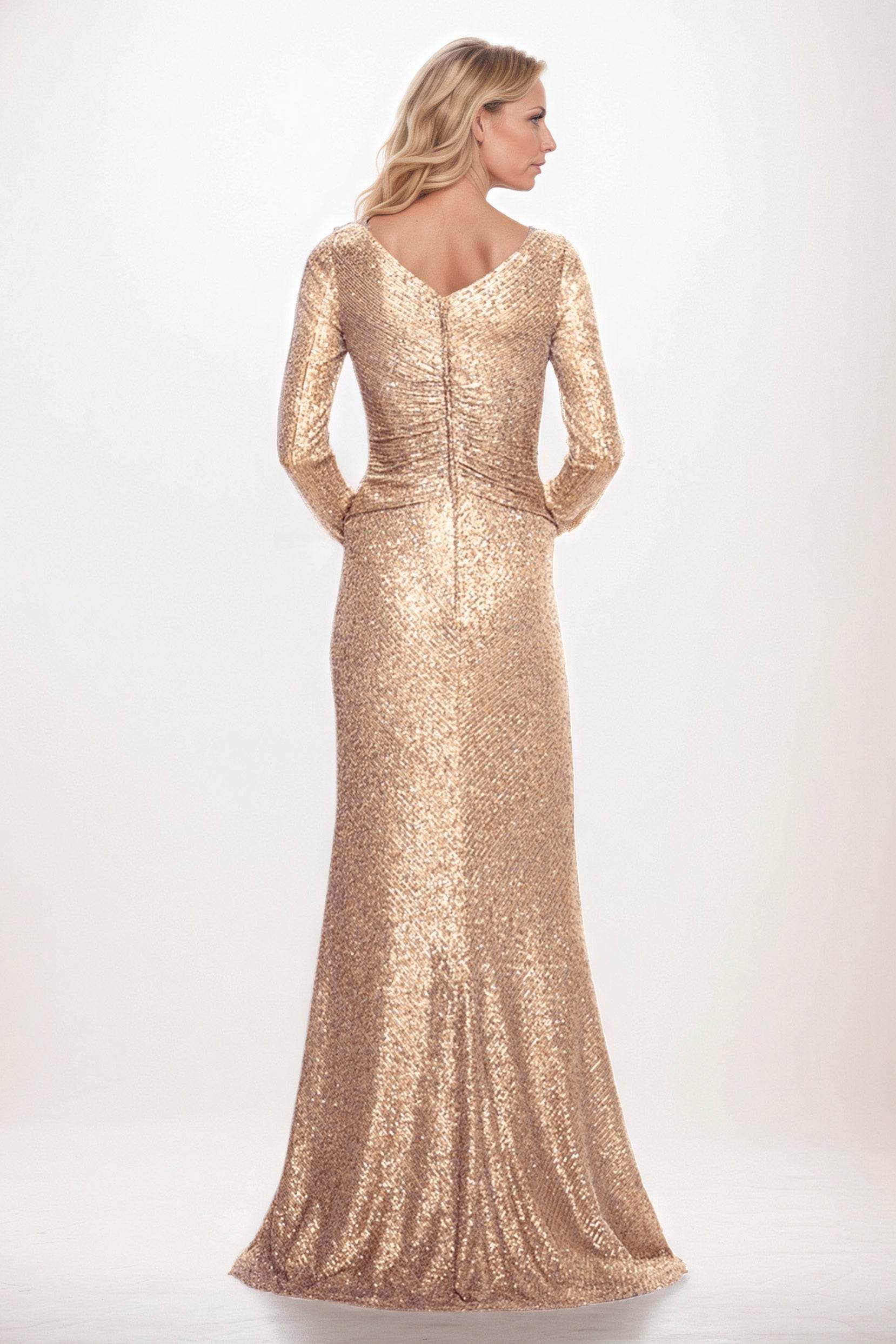 Sheath-Column Maxi Sequined Mother of the Bride Dresses CM0394
