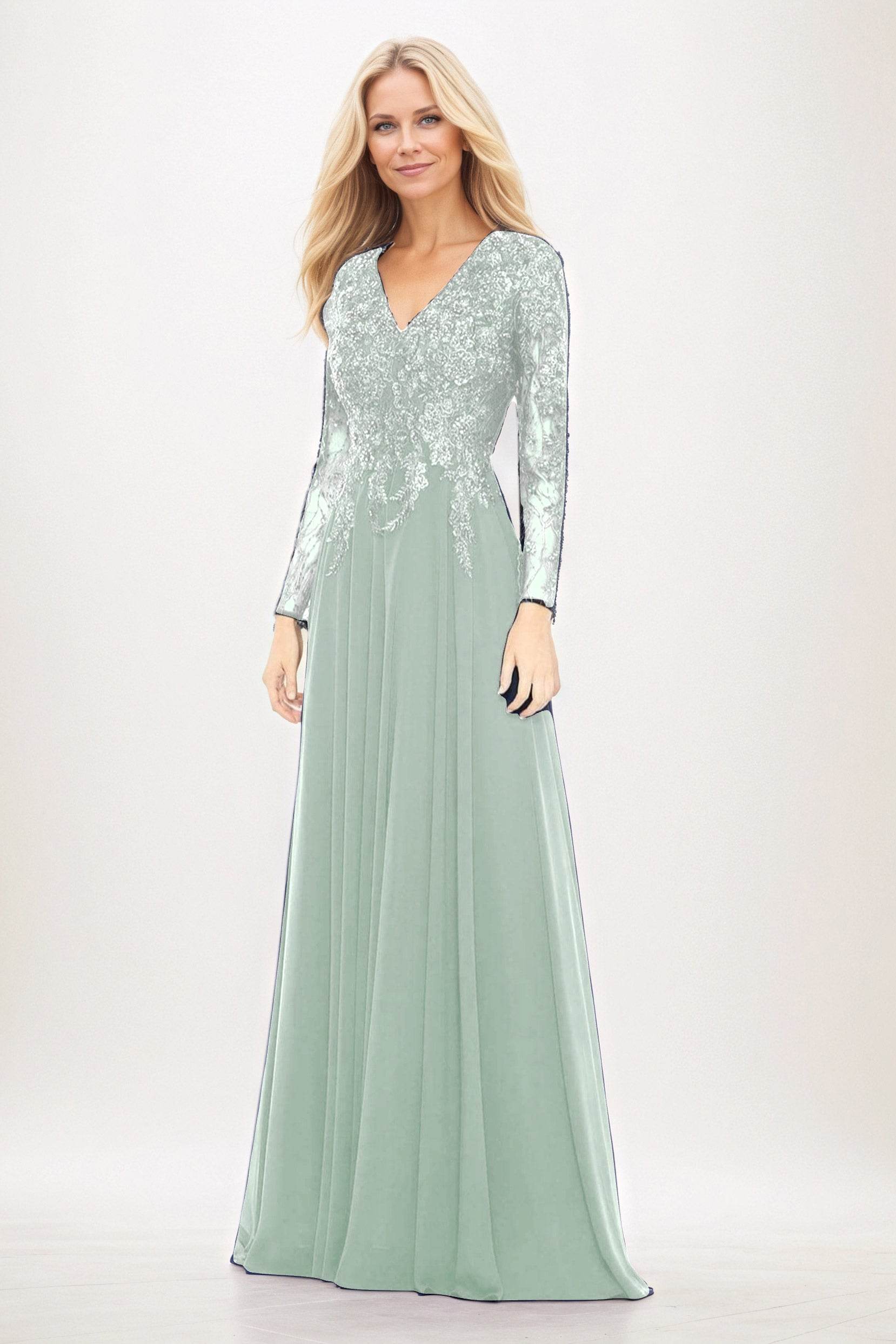 A-Line Maxi Chiffon Mother of the Bride Dresses CM0396