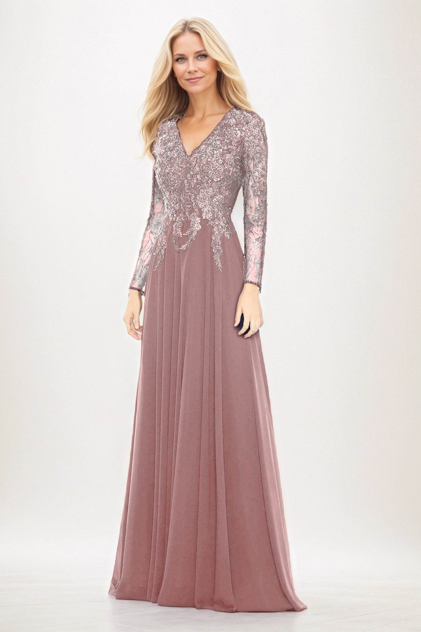 A-Line Maxi Chiffon Mother of the Bride Dresses CM0396