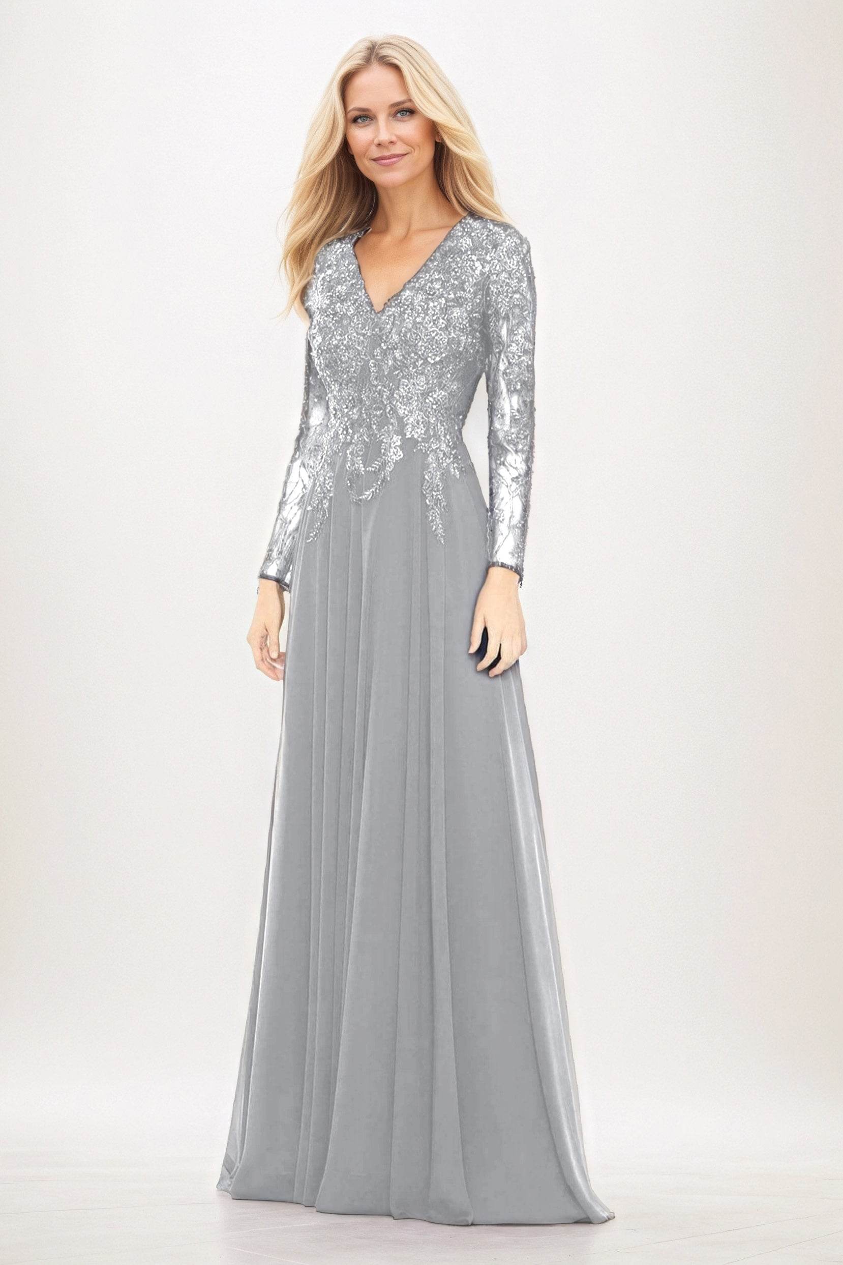 A-Line Maxi Chiffon Mother of the Bride Dresses CM0396