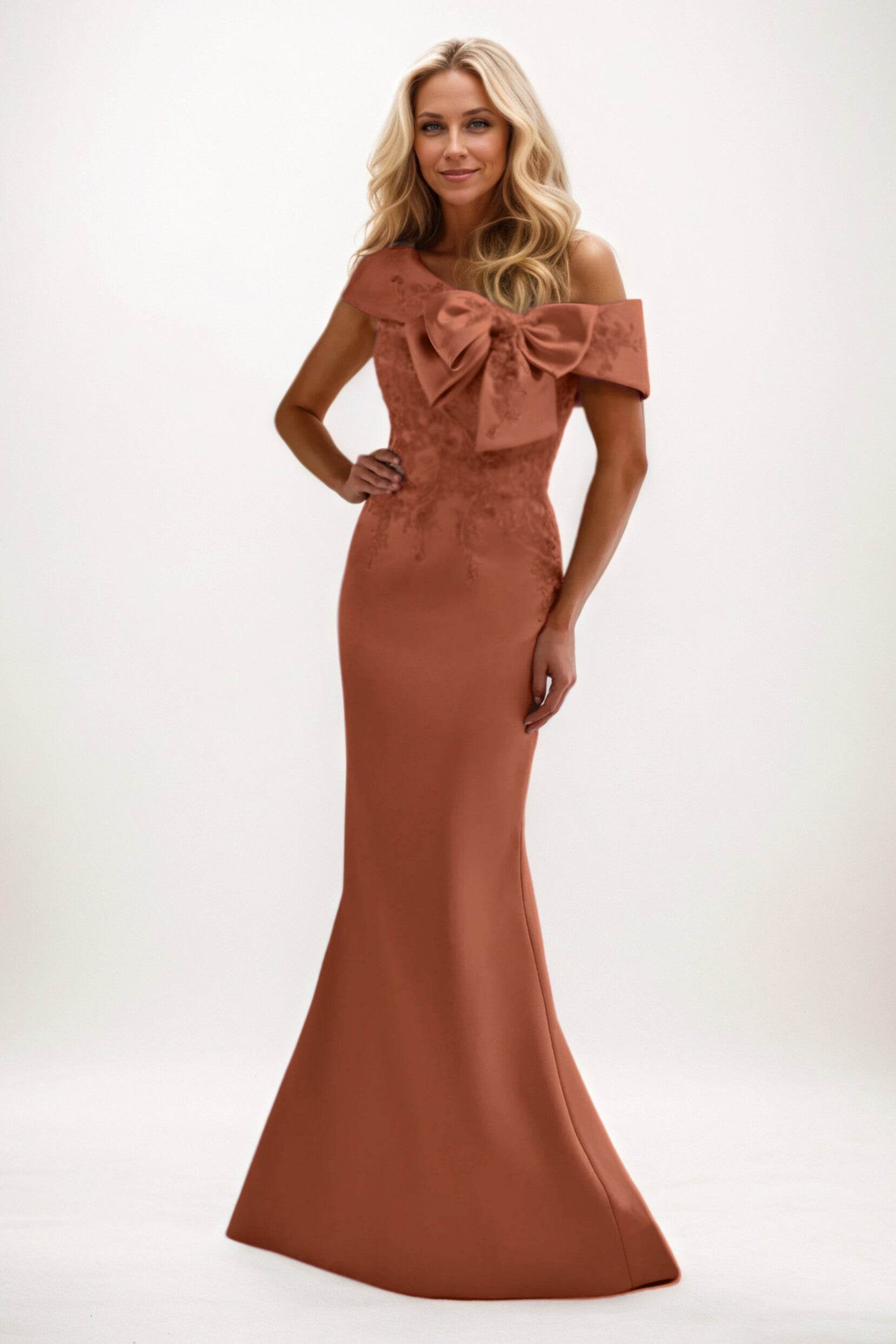 Trumpet-Mermaid Maxi Satin Mother of the Bride Dresses CM0398