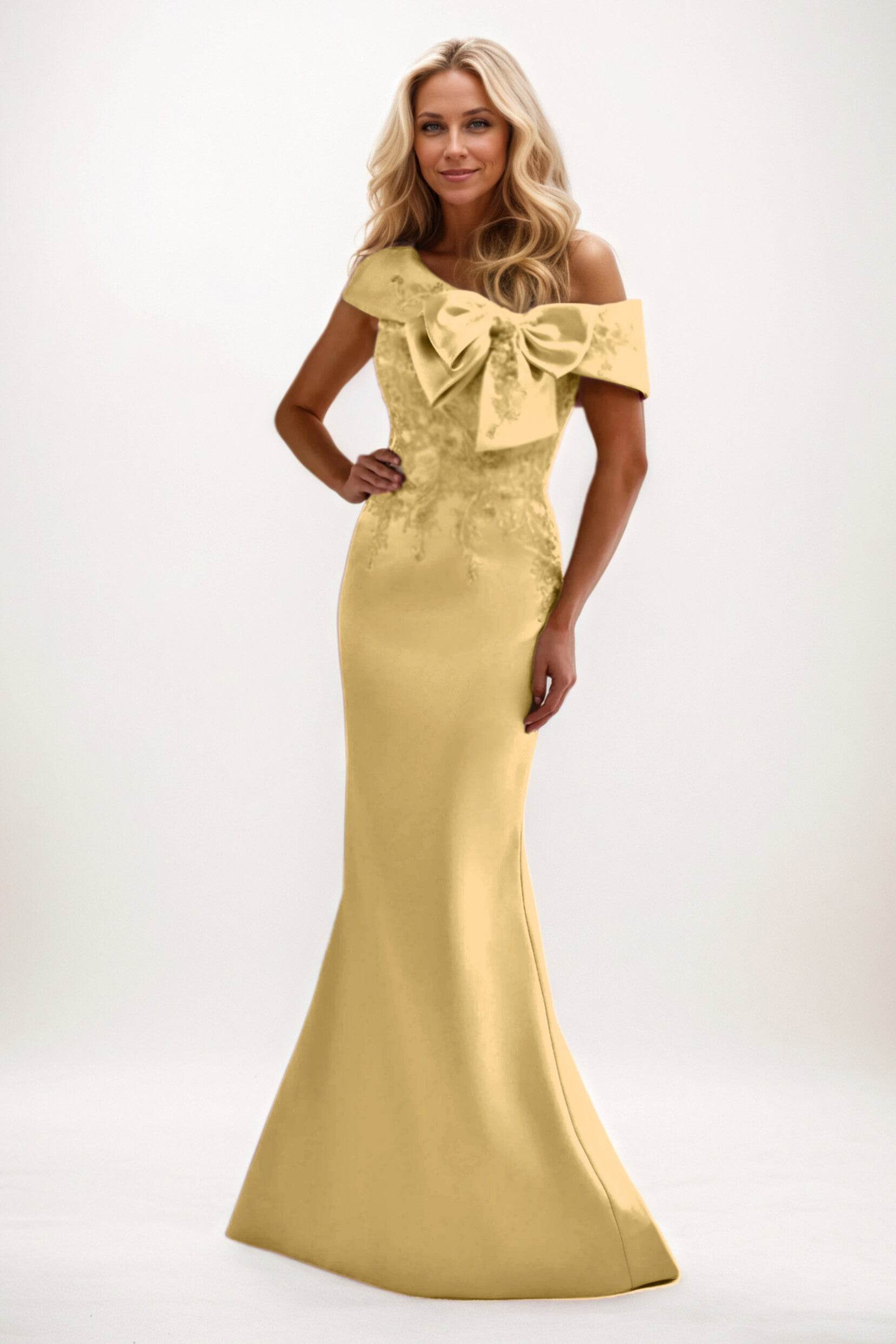 Trumpet-Mermaid Maxi Satin Mother of the Bride Dresses CM0398