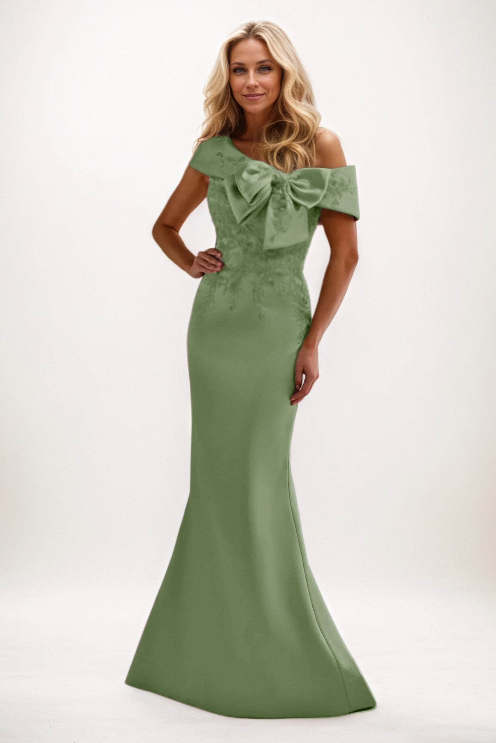 Trumpet-Mermaid Maxi Satin Mother of the Bride Dresses CM0398