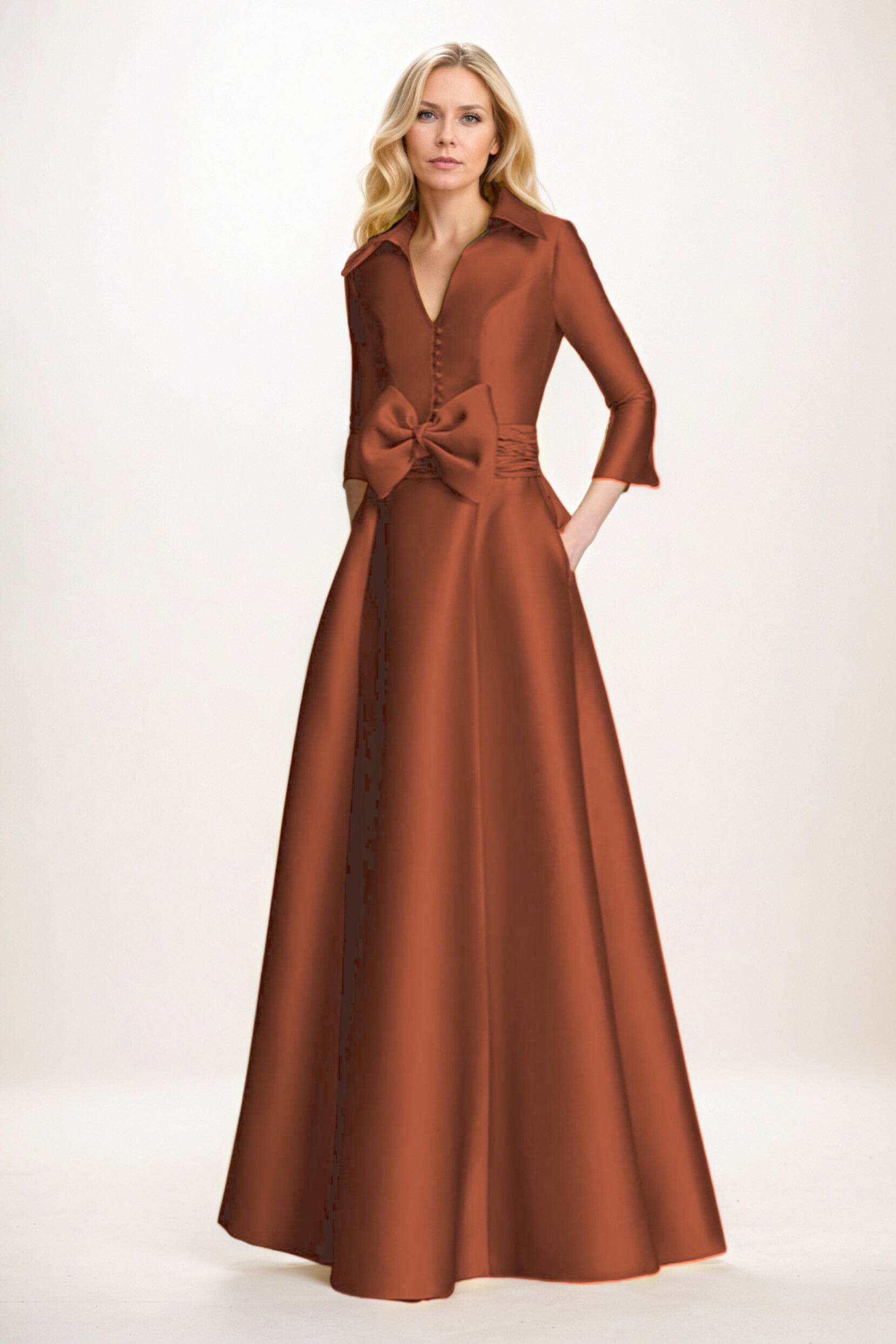 A-Line Maxi Mikado Mother of the Bride Dresses CM0402
