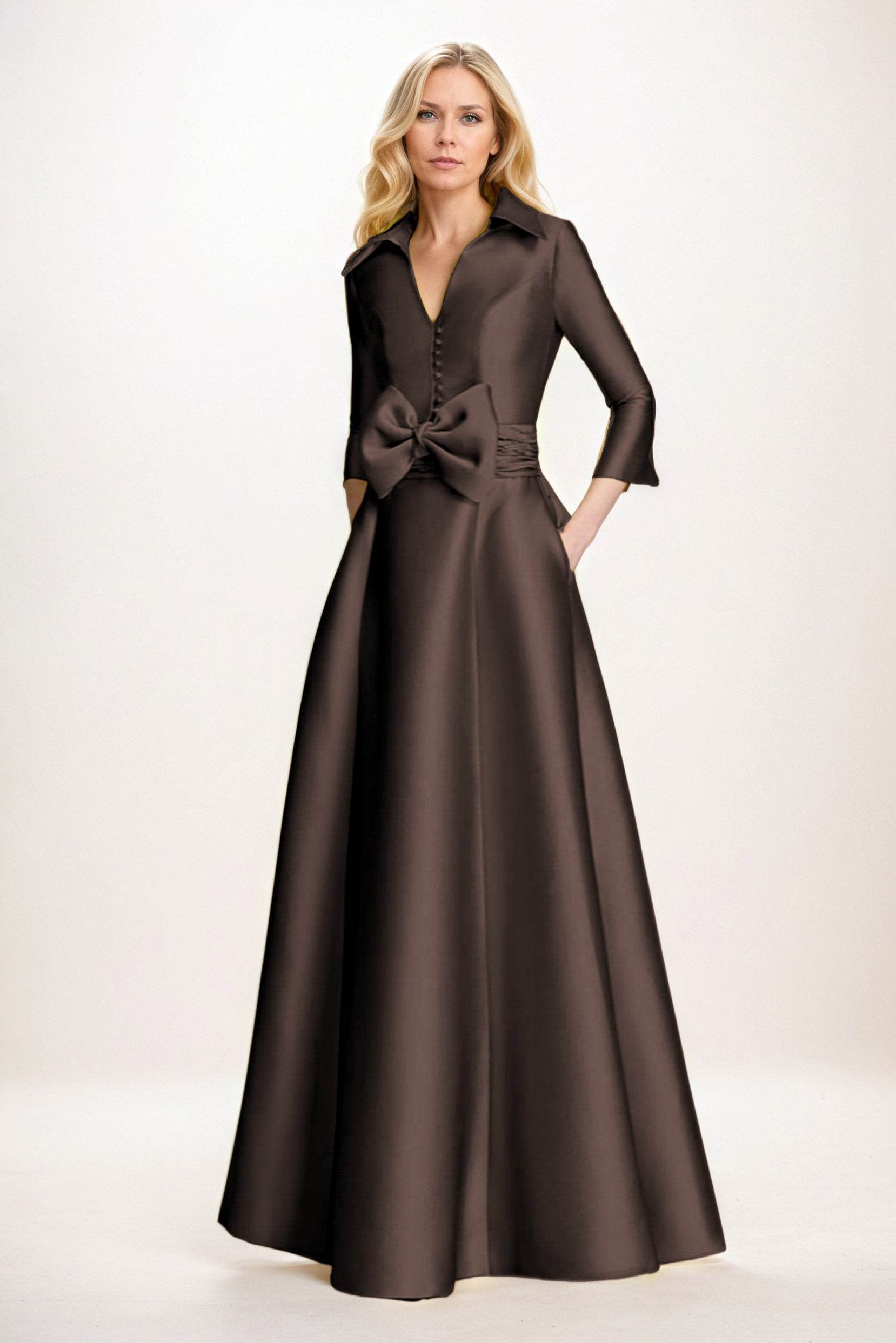 A-Line Maxi Mikado Mother of the Bride Dresses CM0402
