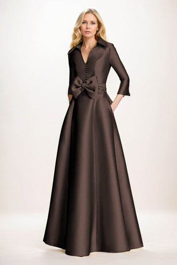A-Line Maxi Mikado Mother of the Bride Dresses CM0402
