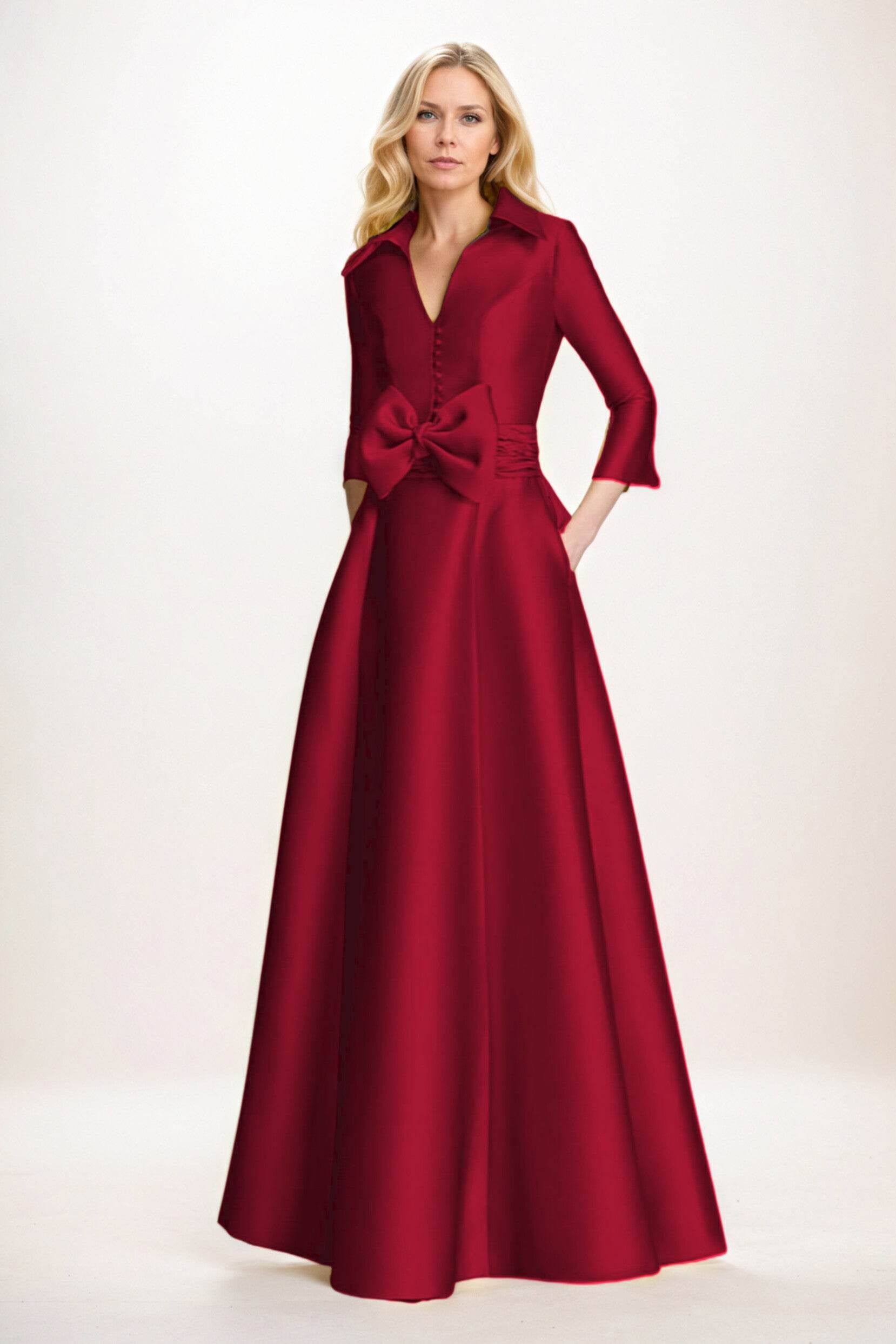 A-Line Maxi Mikado Mother of the Bride Dresses CM0402