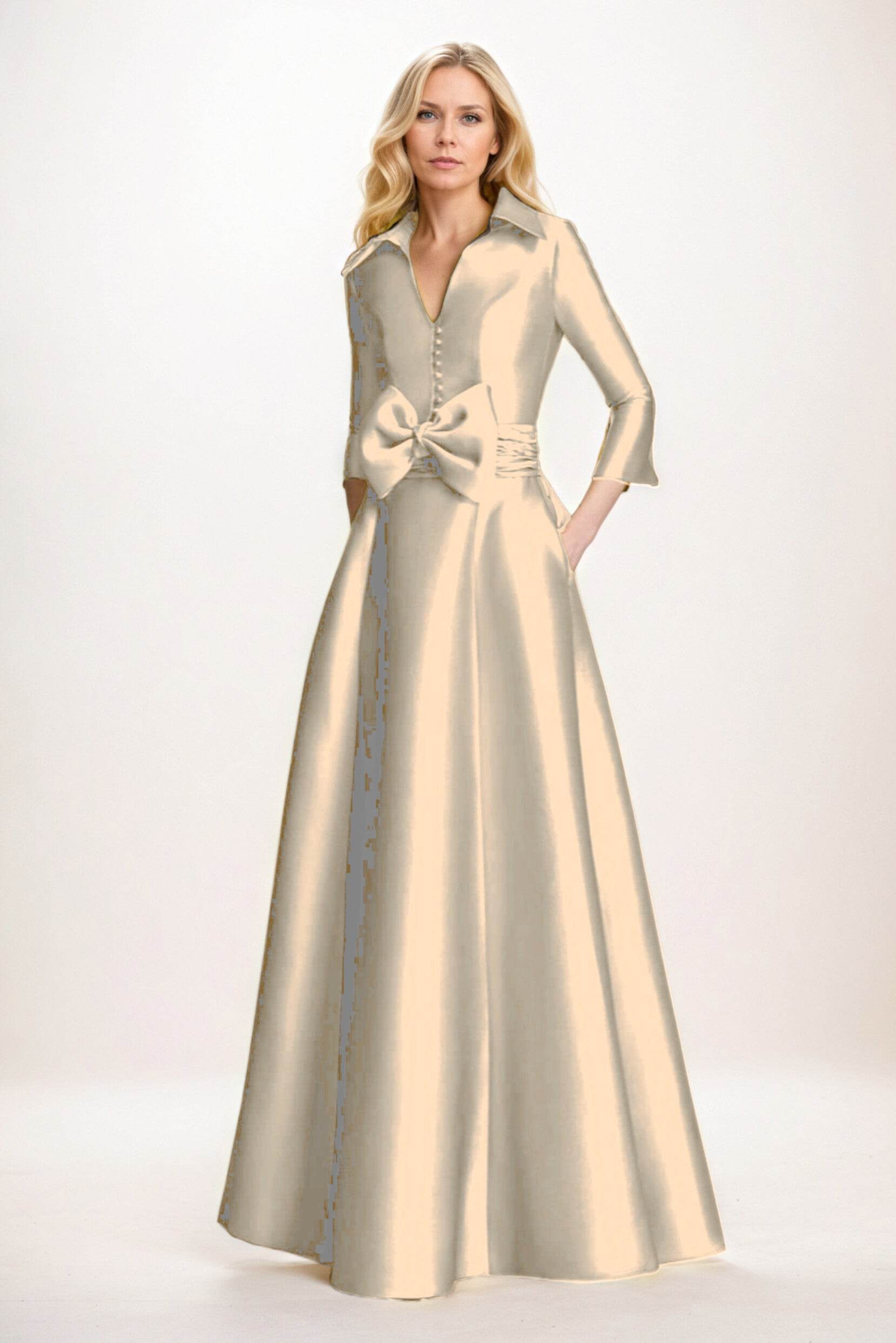A-Line Maxi Mikado Mother of the Bride Dresses CM0402