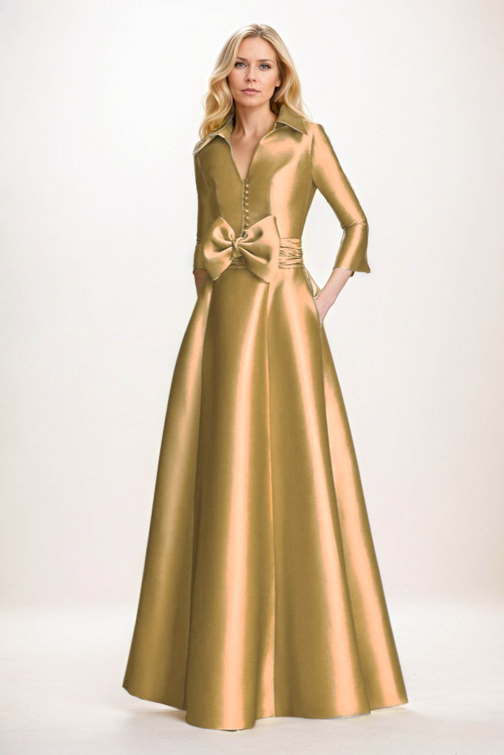 A-Line Maxi Mikado Mother of the Bride Dresses CM0402