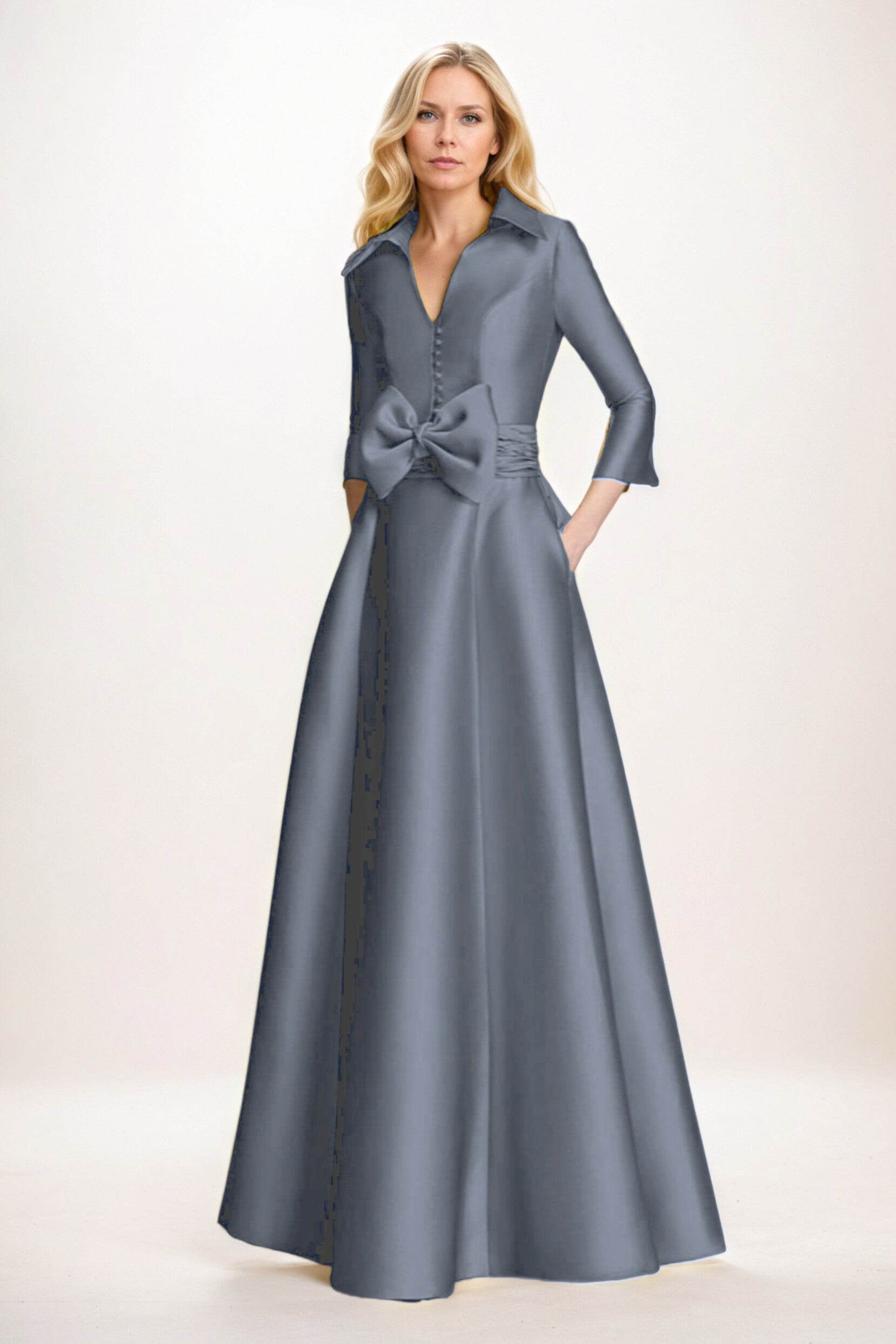 A-Line Maxi Mikado Mother of the Bride Dresses CM0402