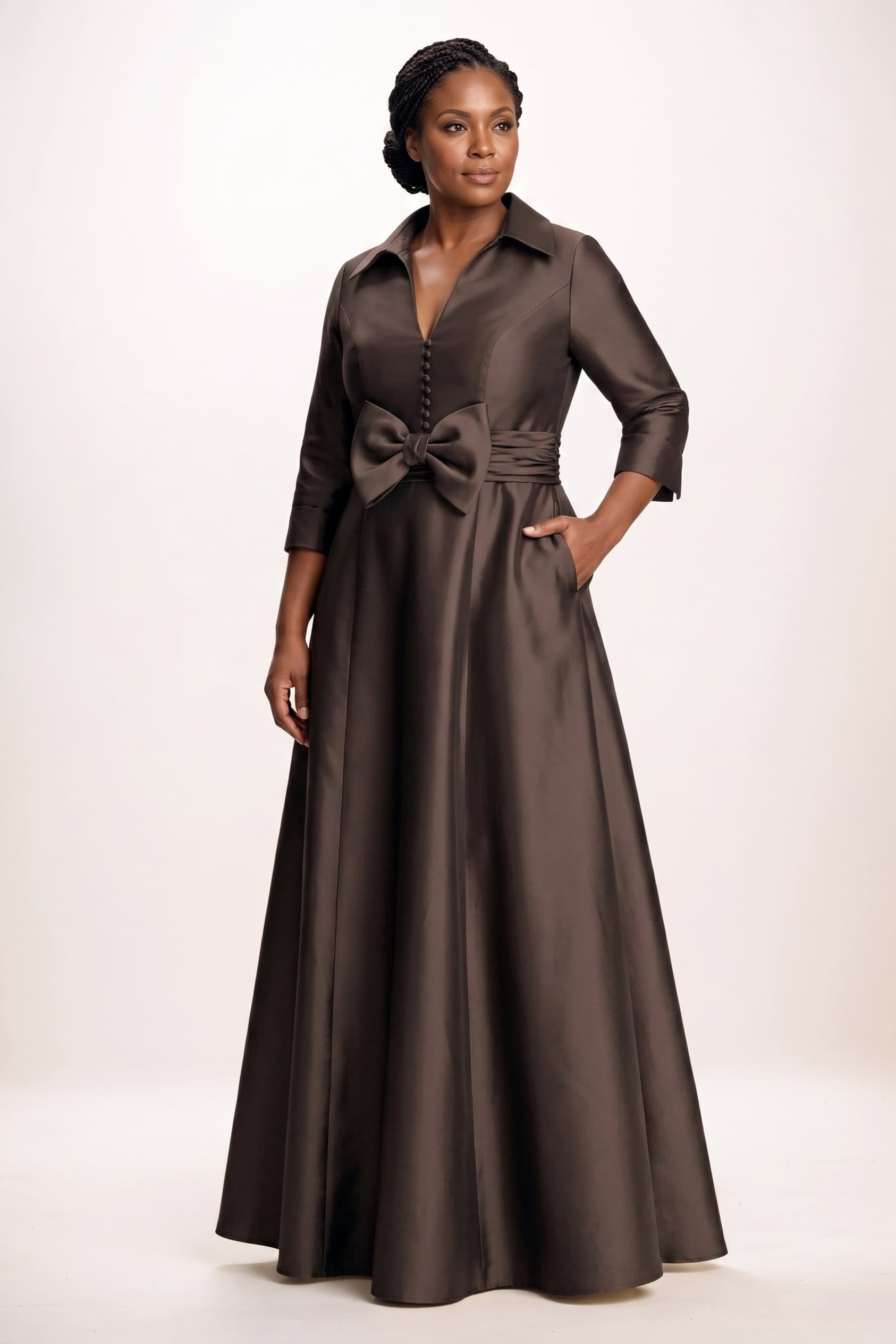 A-Line Maxi Mikado Mother of the Bride Dresses CM0402
