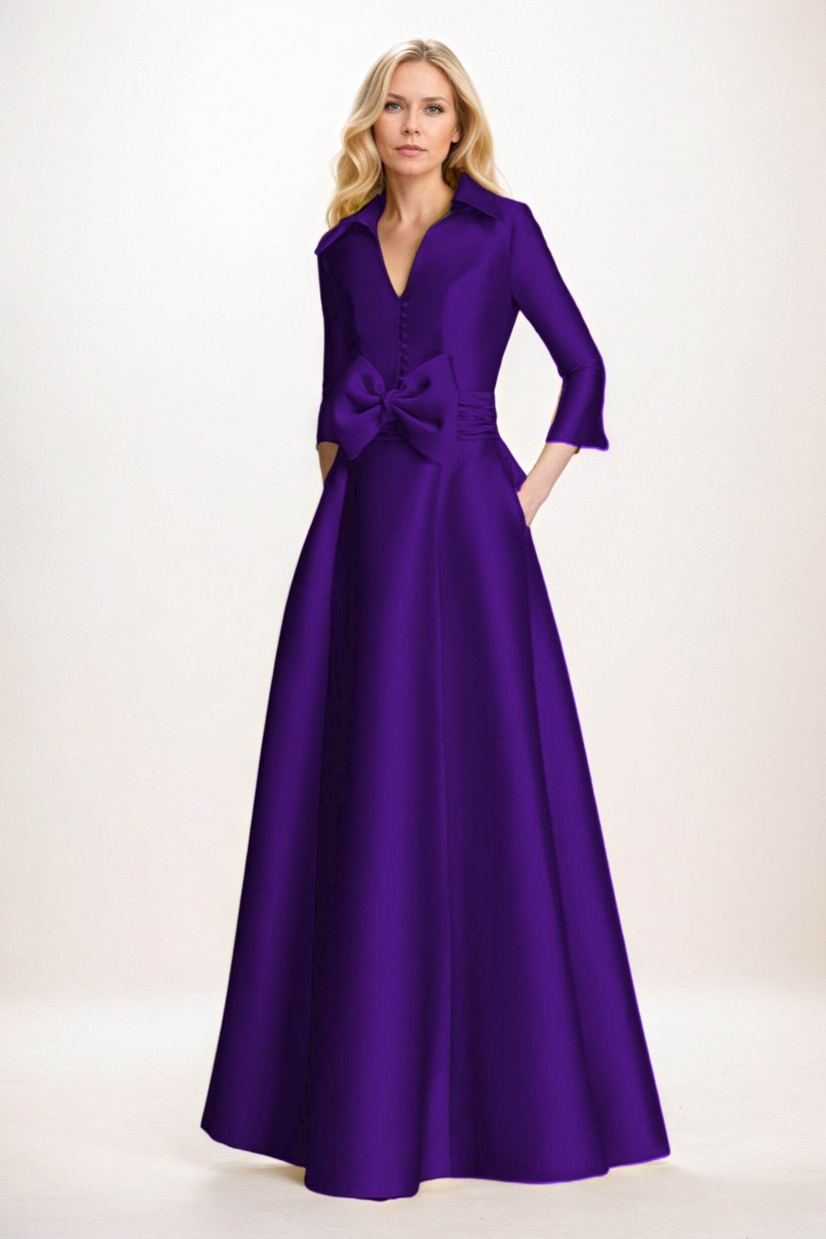 A-Line Maxi Mikado Mother of the Bride Dresses CM0402