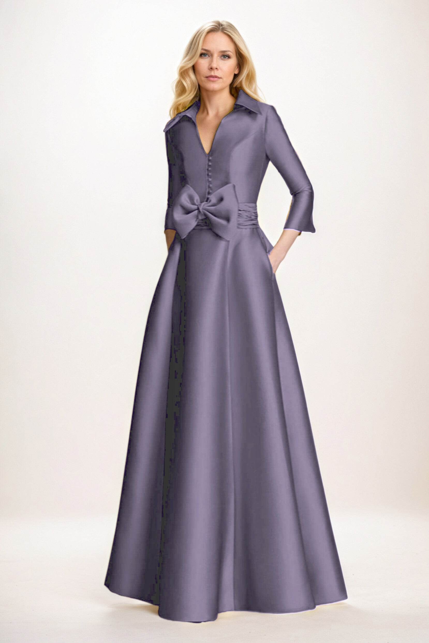 A-Line Maxi Mikado Mother of the Bride Dresses CM0402