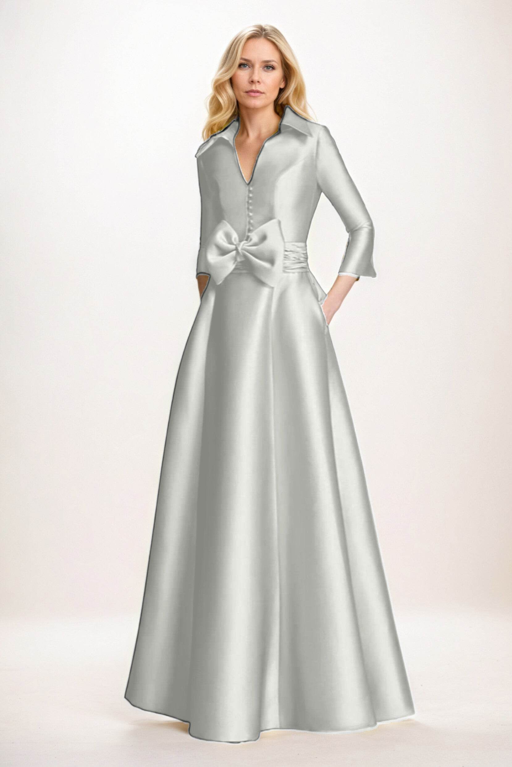 A-Line Maxi Mikado Mother of the Bride Dresses CM0402