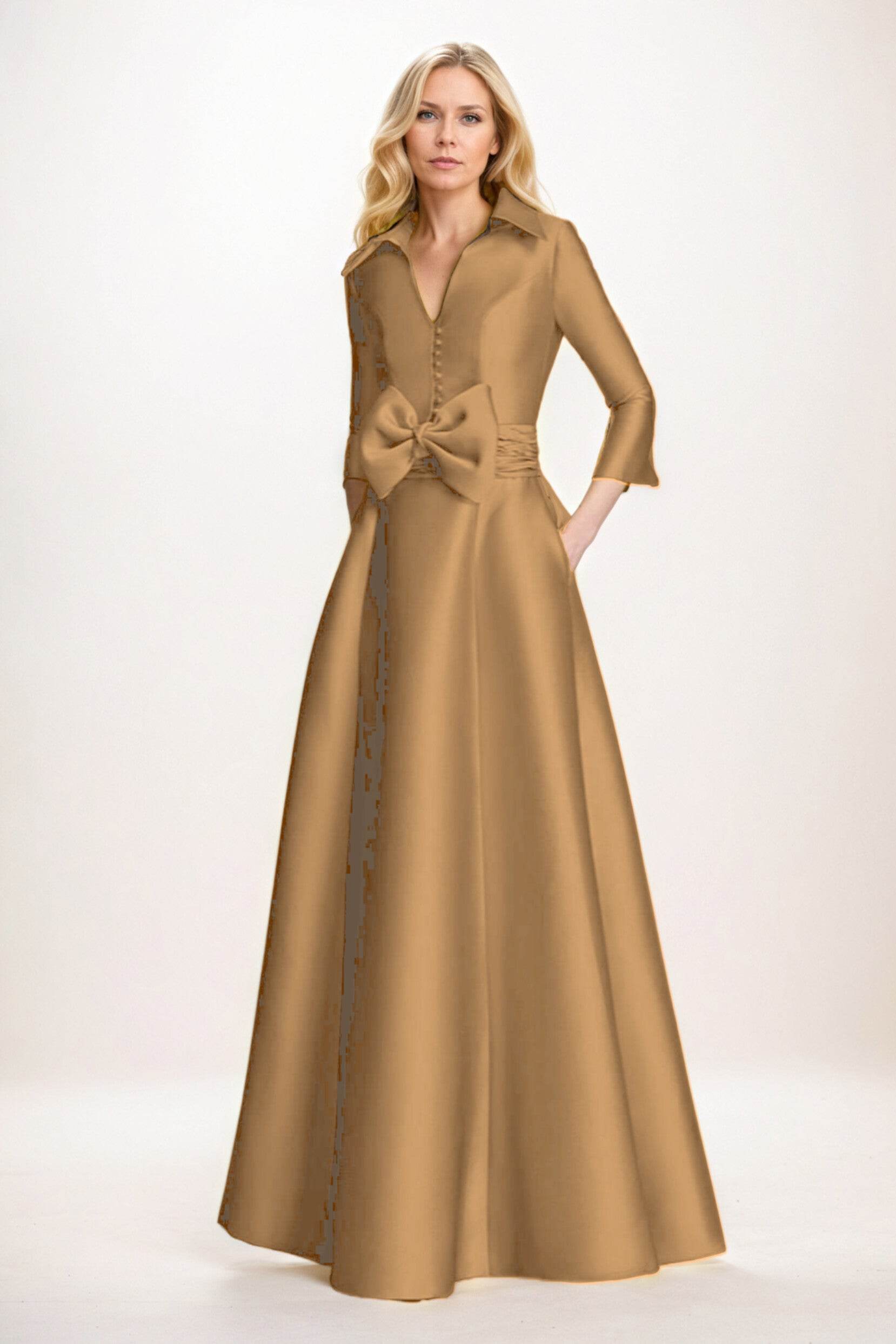 A-Line Maxi Mikado Mother of the Bride Dresses CM0402