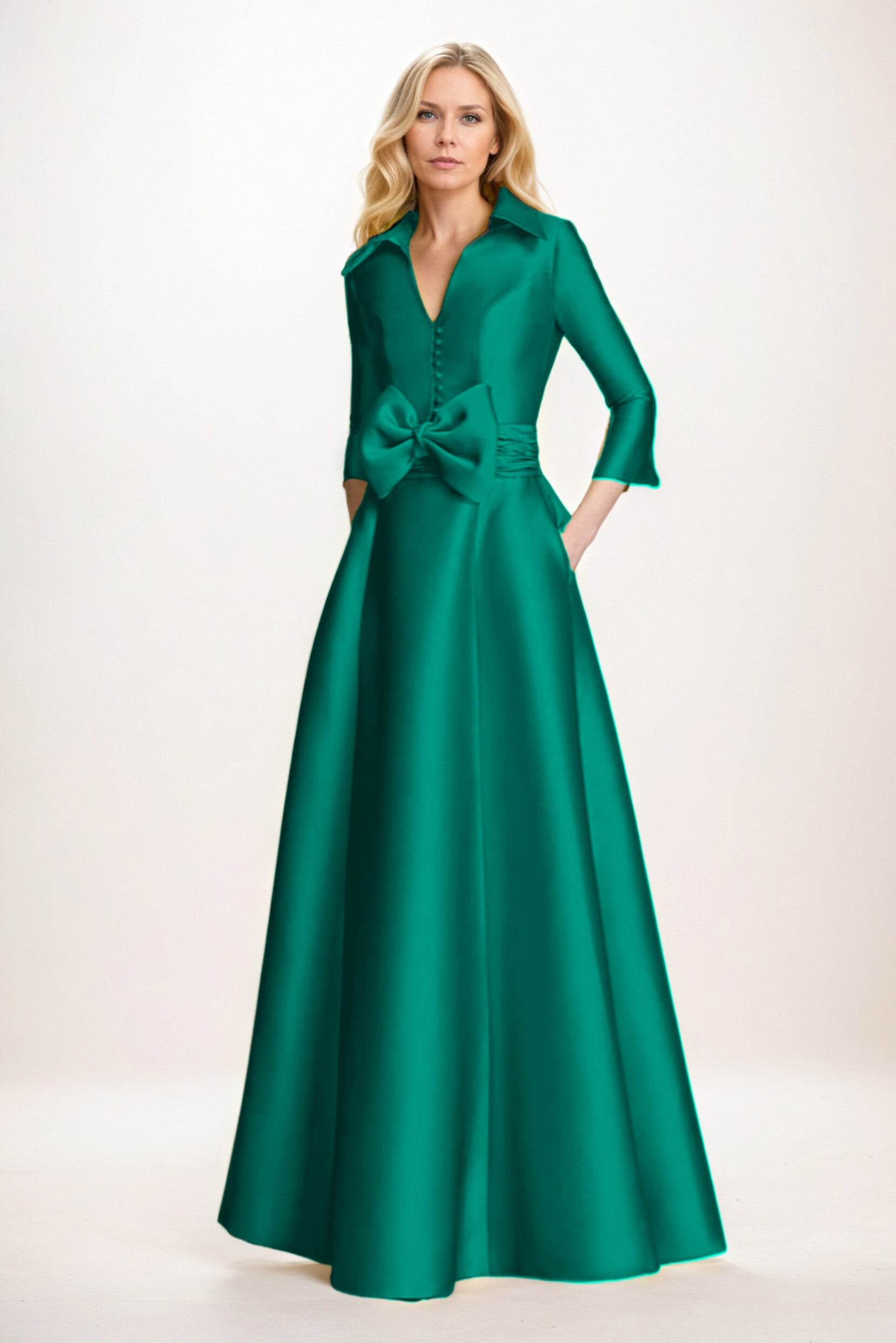 A-Line Maxi Mikado Mother of the Bride Dresses CM0402