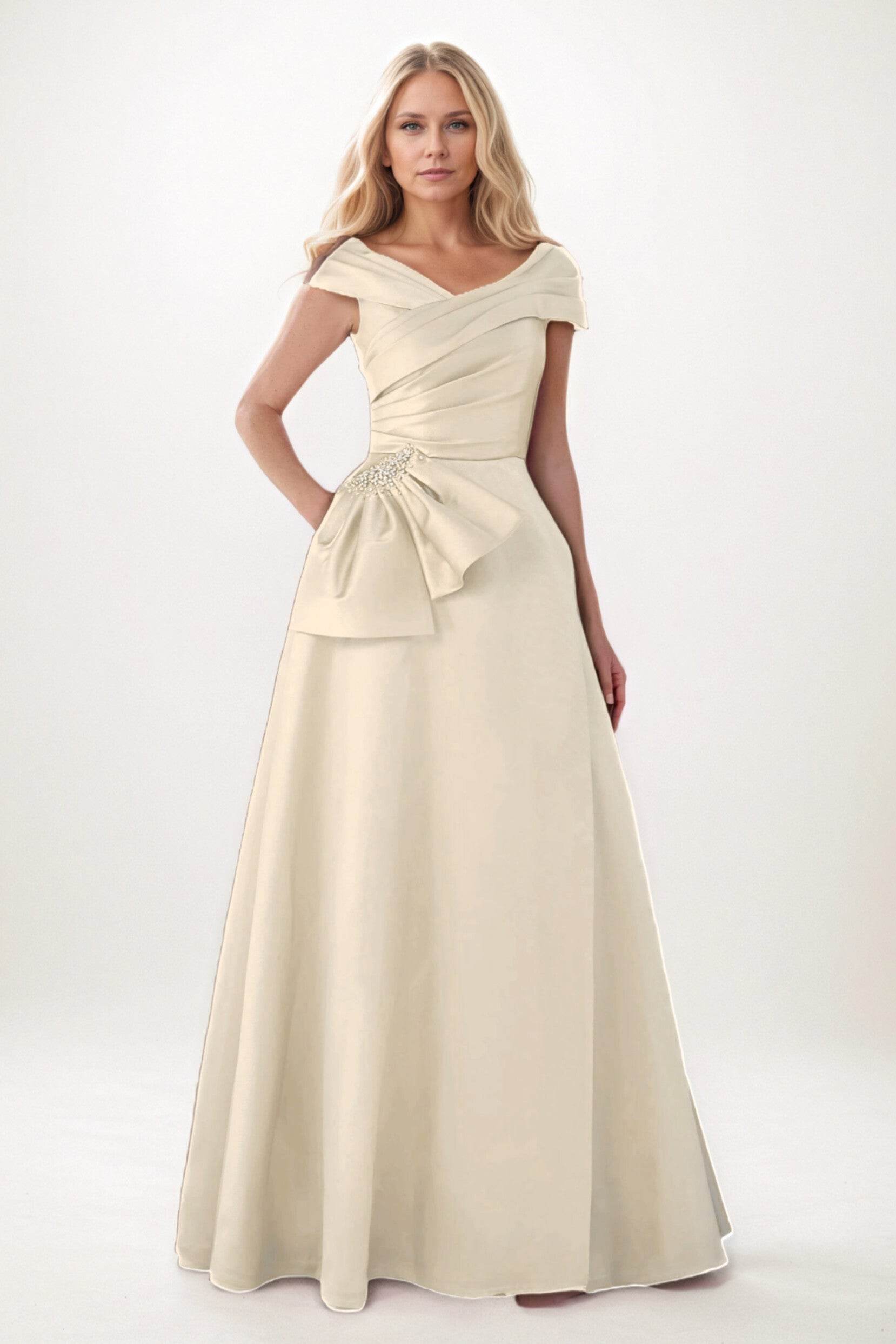 A-Line Maxi Satin Mother of the Bride Dresses CM0403