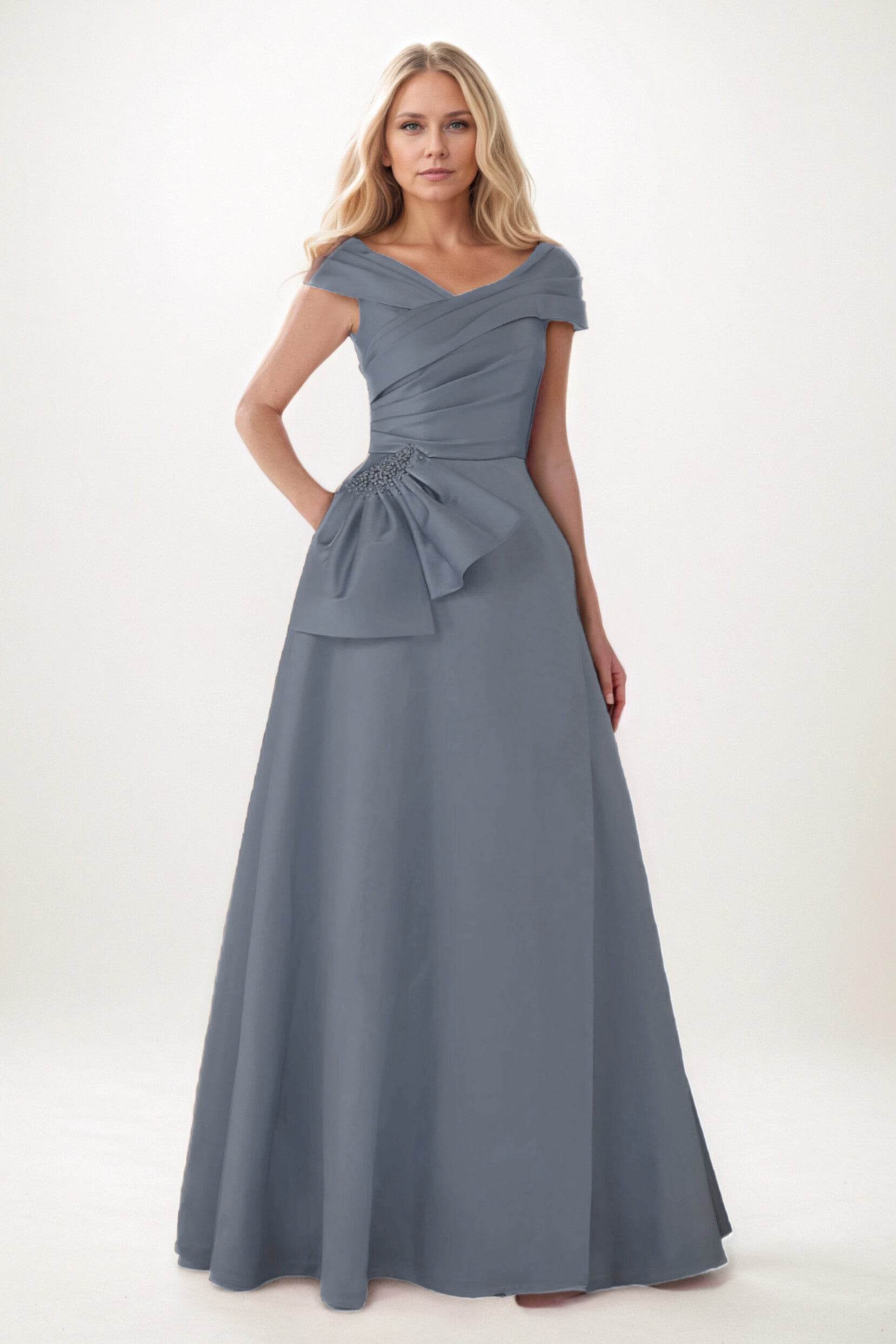 A-Line Maxi Satin Mother of the Bride Dresses CM0403