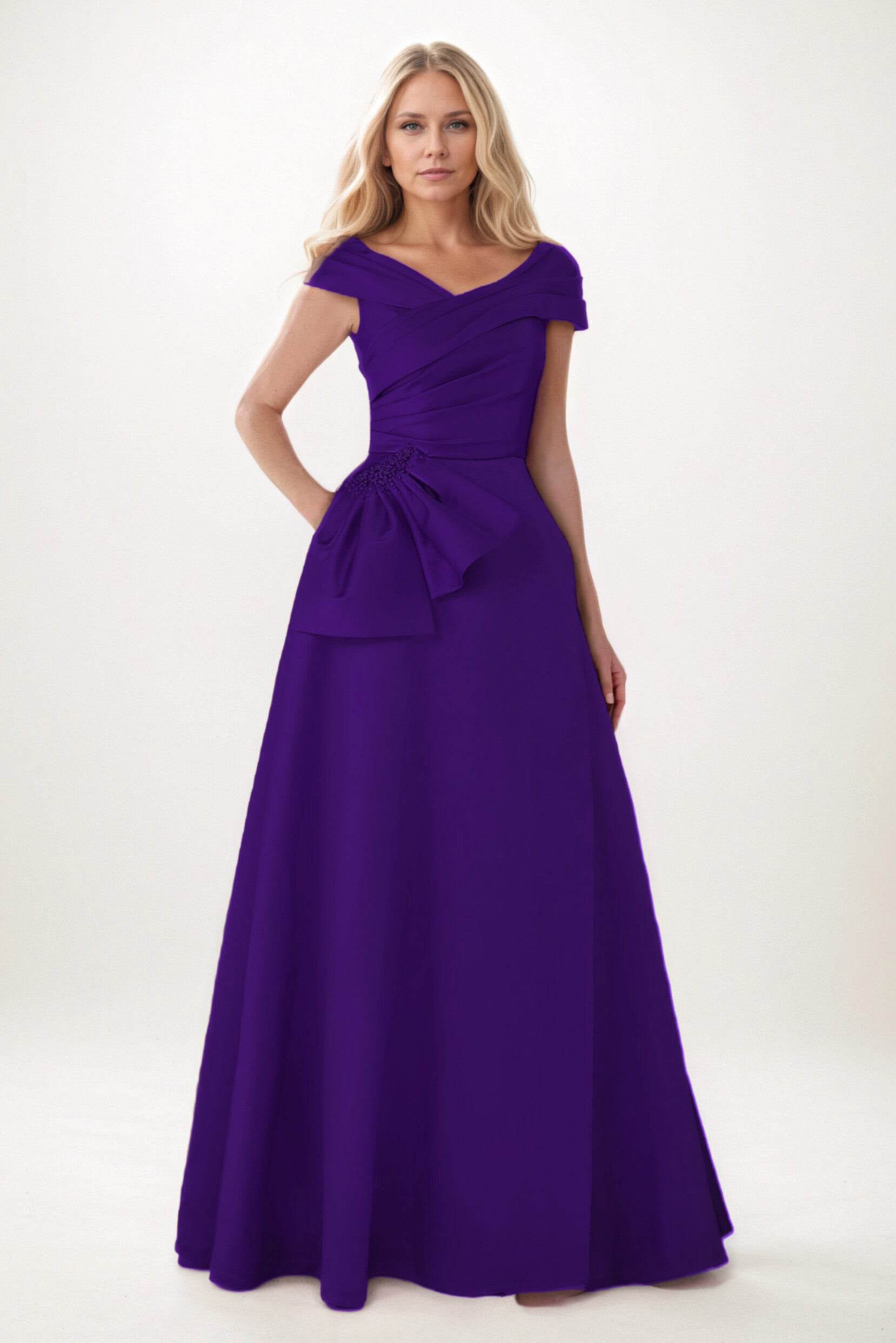 A-Line Maxi Satin Mother of the Bride Dresses CM0403