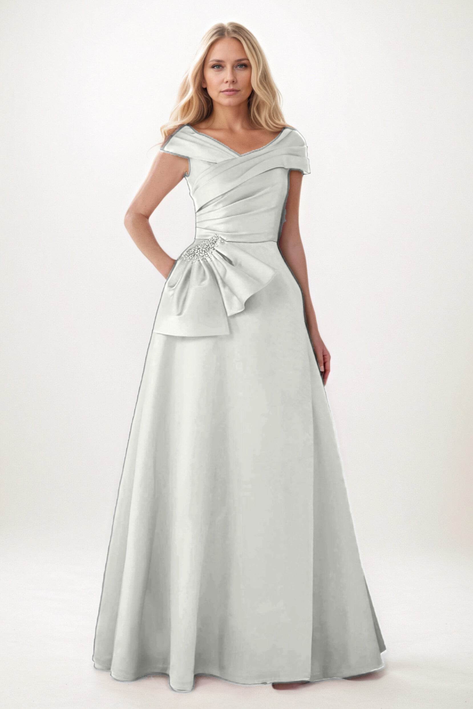 A-Line Maxi Satin Mother of the Bride Dresses CM0403