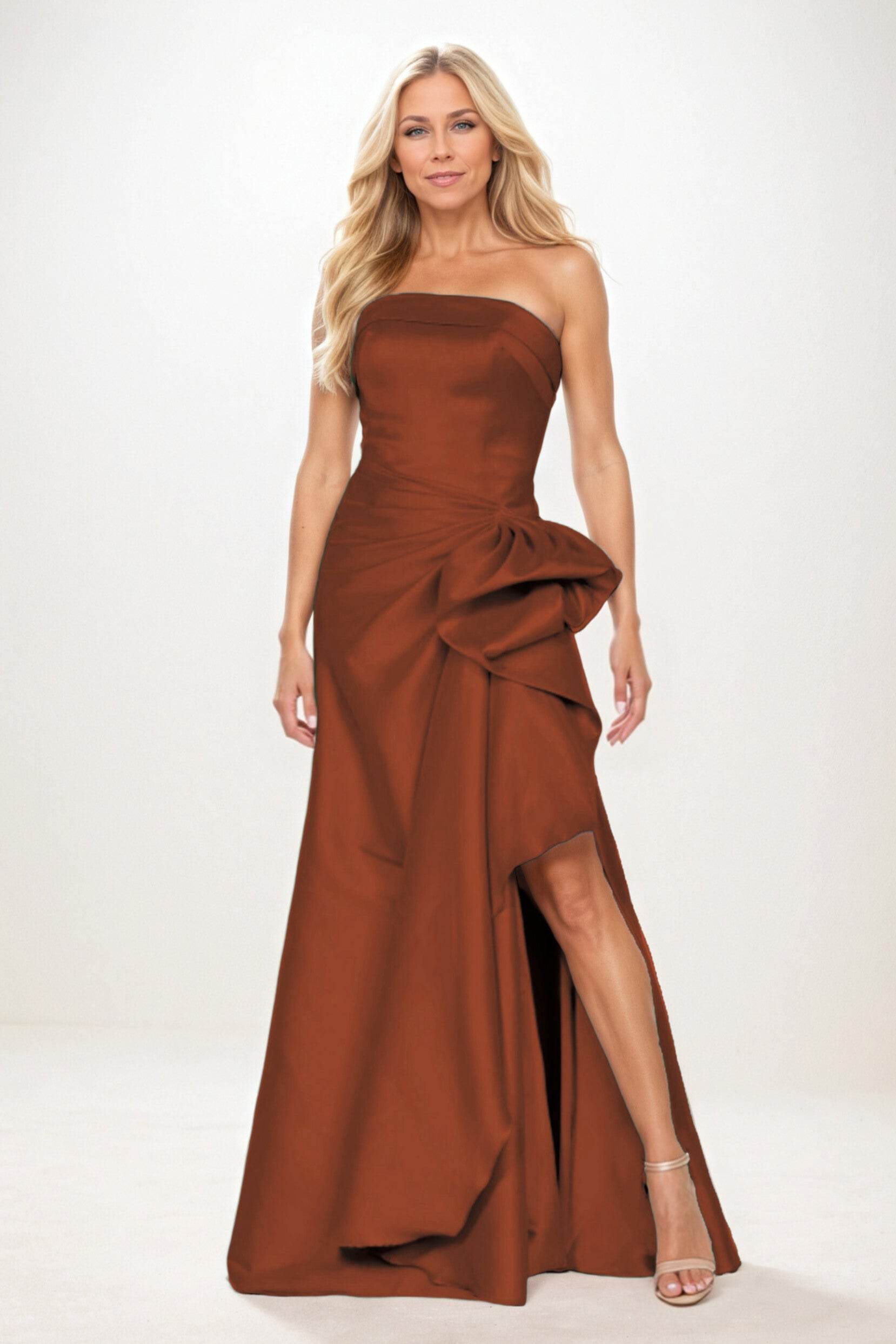 Sheath-Column Maxi Satin Mother of the Bride Dresses CM0404