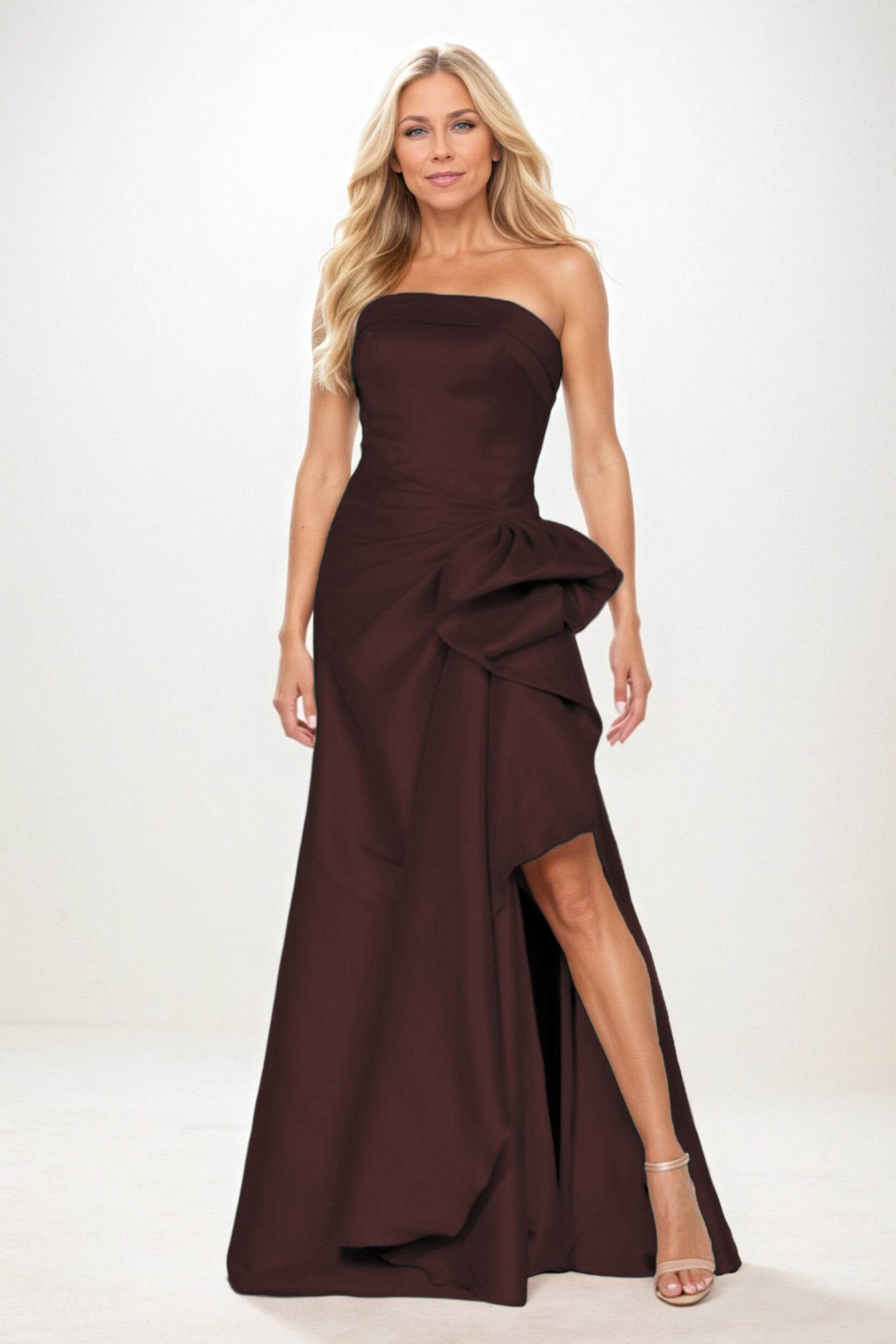 Sheath-Column Maxi Satin Mother of the Bride Dresses CM0404