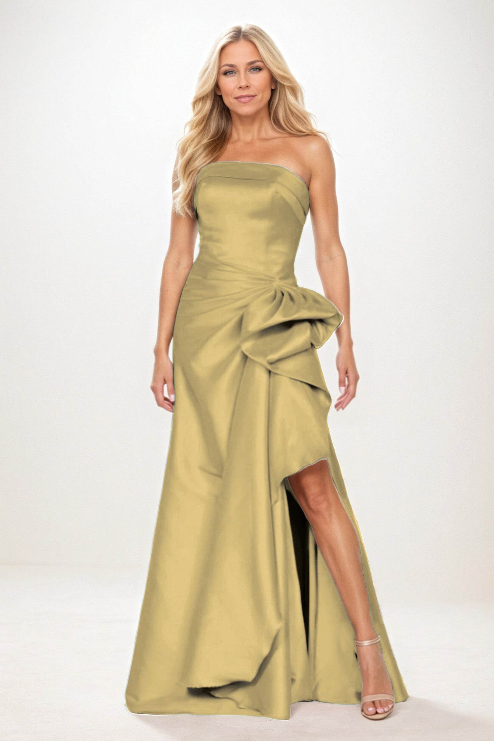 Sheath-Column Maxi Satin Mother of the Bride Dresses CM0404