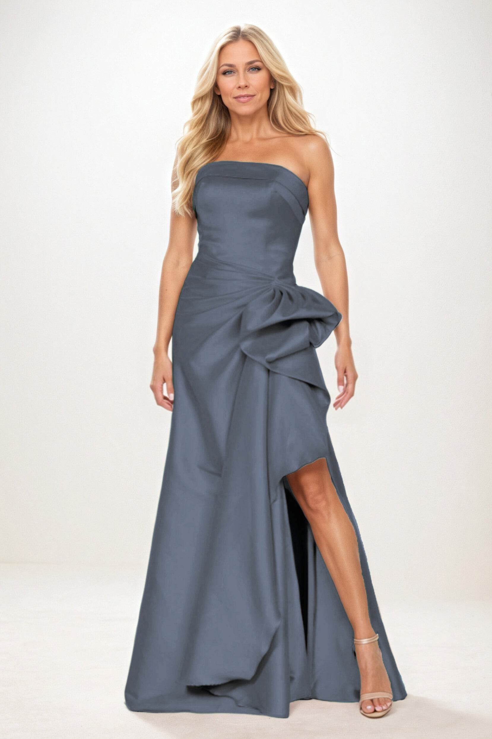 Sheath-Column Maxi Satin Mother of the Bride Dresses CM0404
