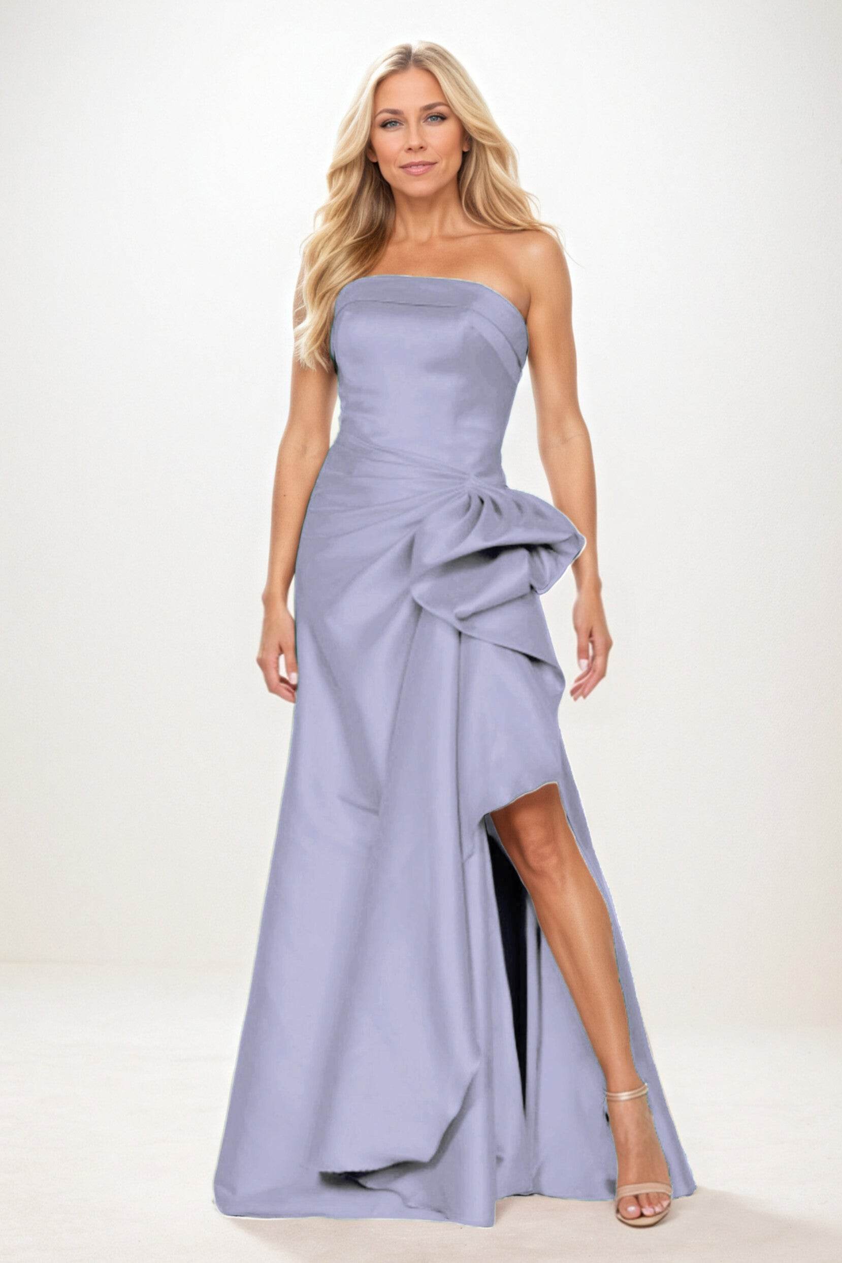 Sheath-Column Maxi Satin Mother of the Bride Dresses CM0404