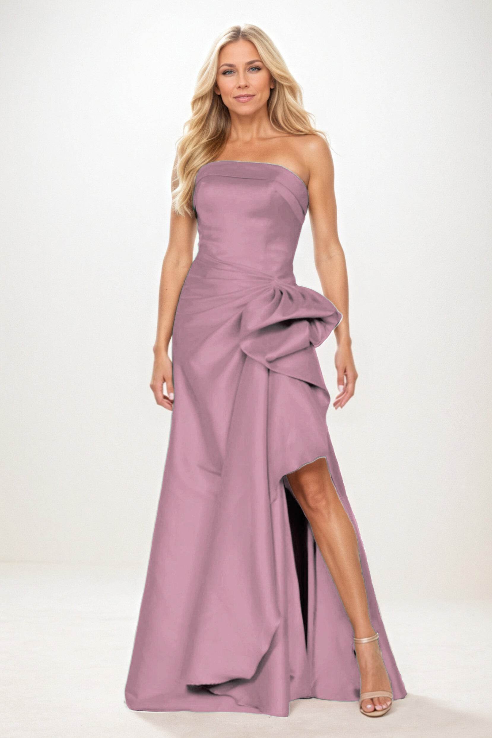 Sheath-Column Maxi Satin Mother of the Bride Dresses CM0404