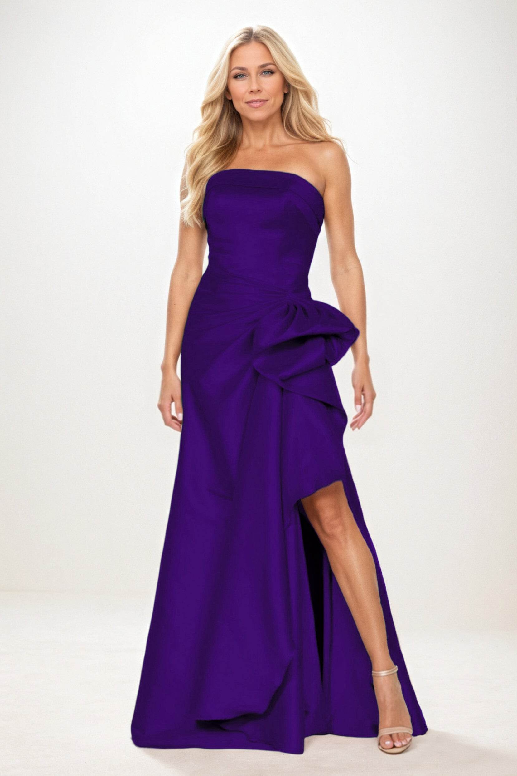 Sheath-Column Maxi Satin Mother of the Bride Dresses CM0404