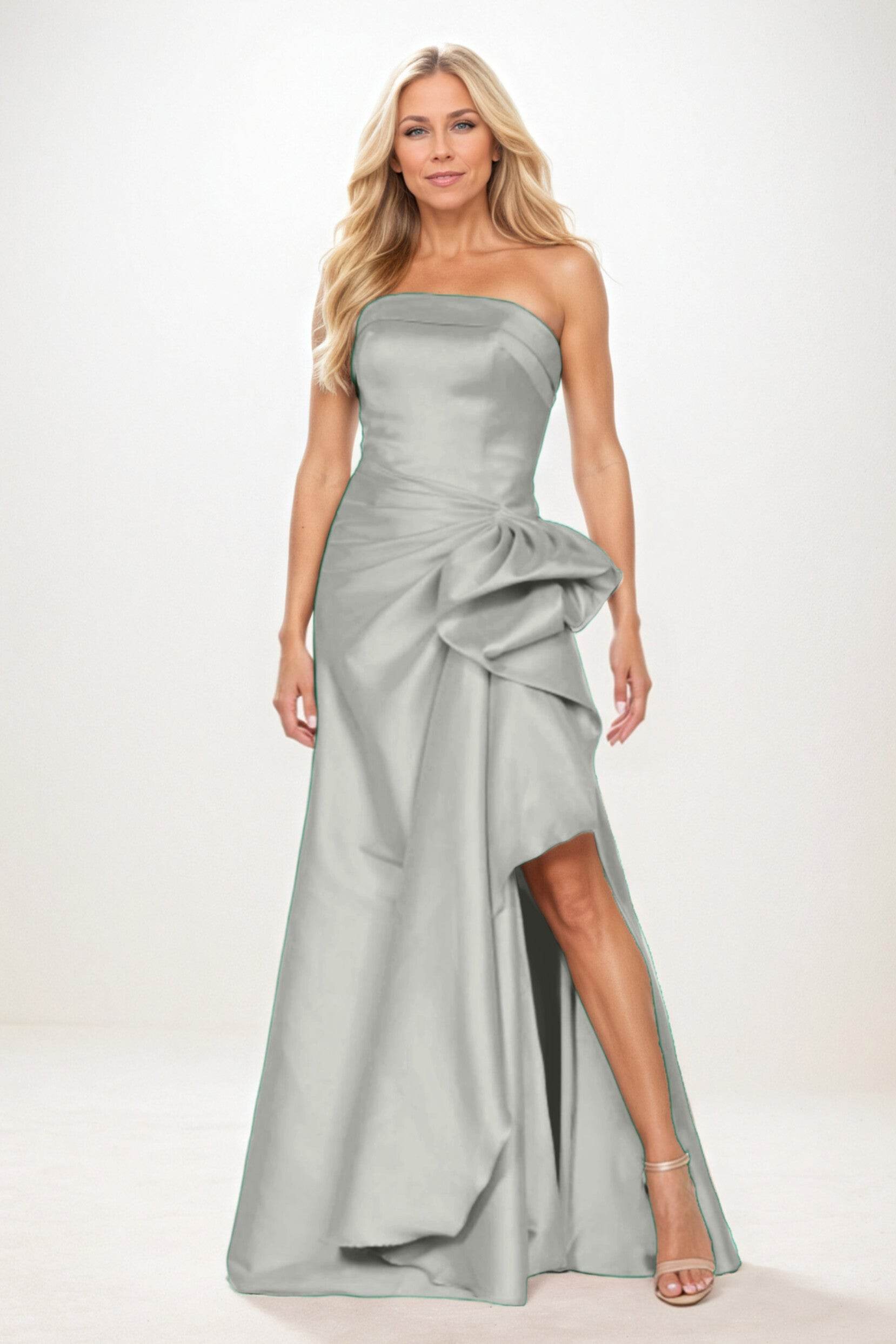 Sheath-Column Maxi Satin Mother of the Bride Dresses CM0404