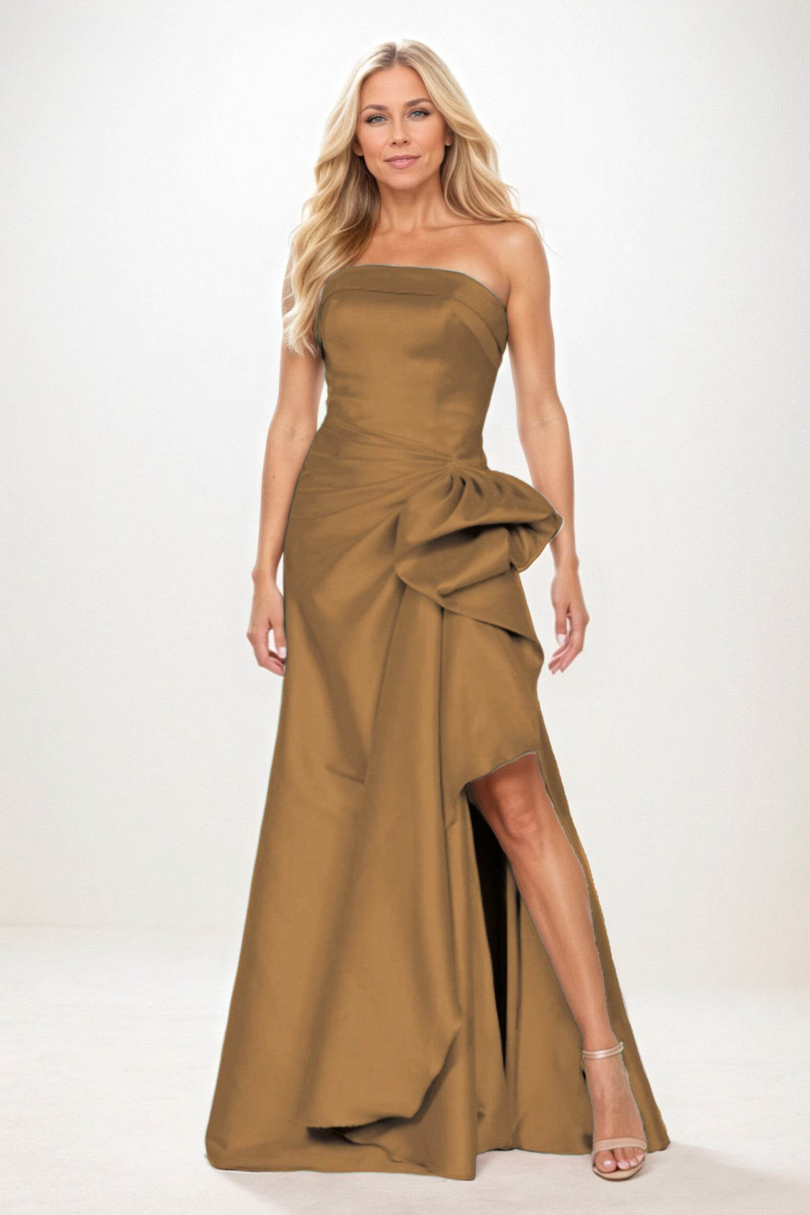 Sheath-Column Maxi Satin Mother of the Bride Dresses CM0404