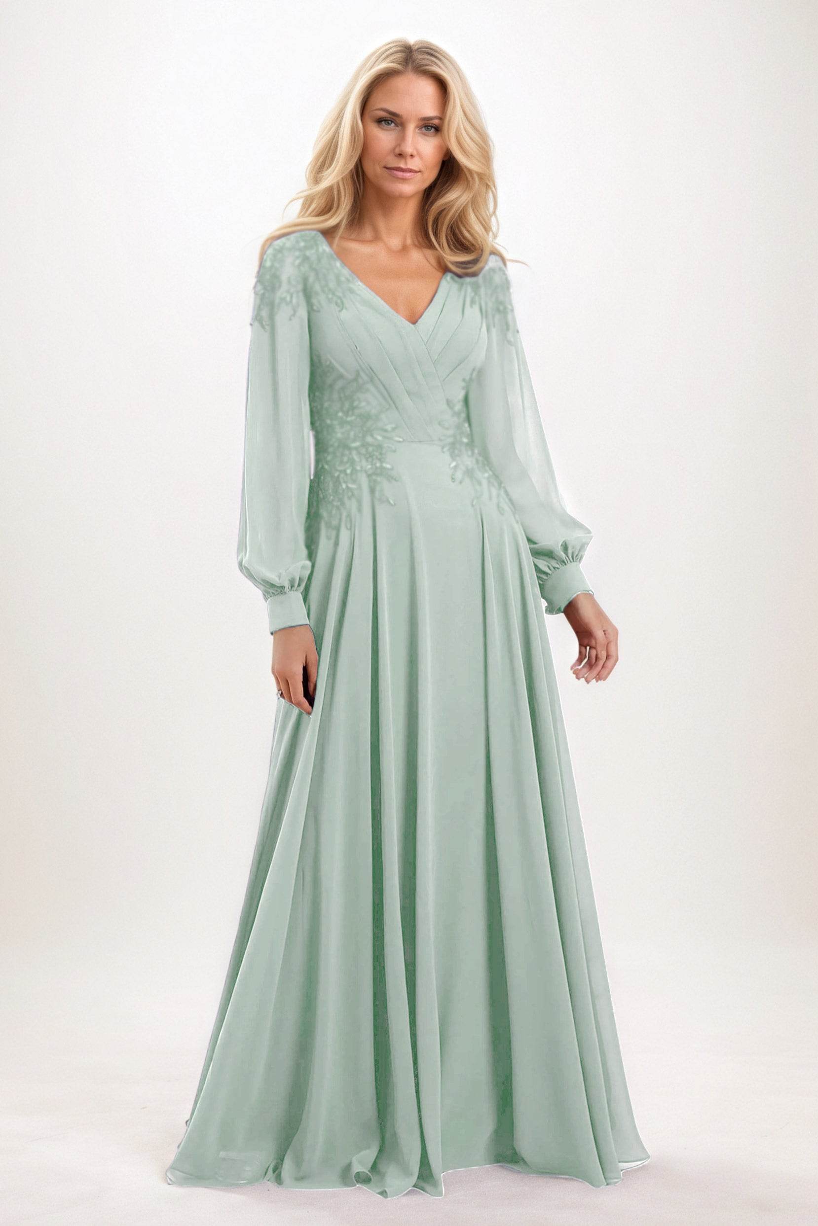 A-Line Maxi Chiffon Mother of the Bride Dresses CM0405