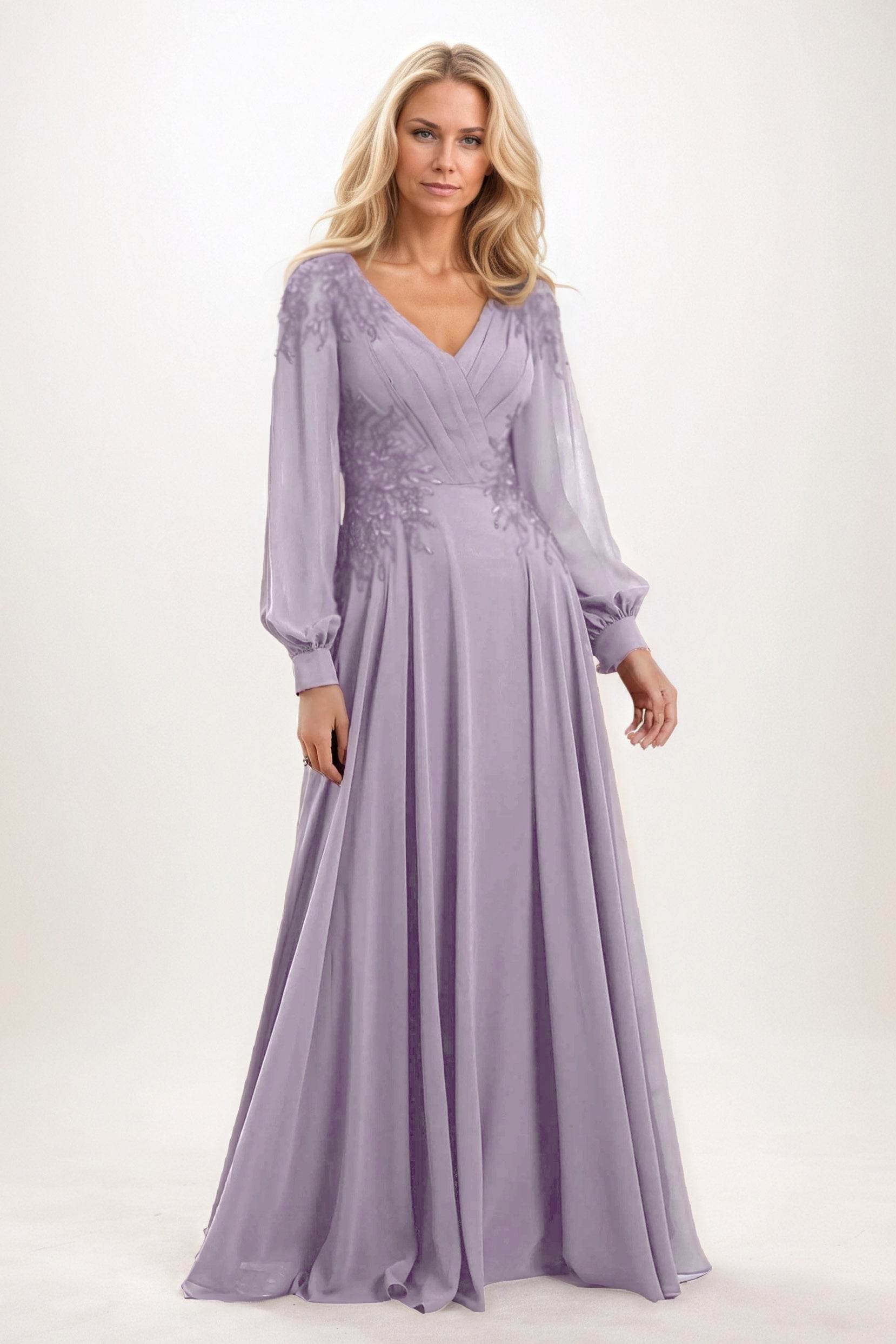 A-Line Maxi Chiffon Mother of the Bride Dresses CM0405