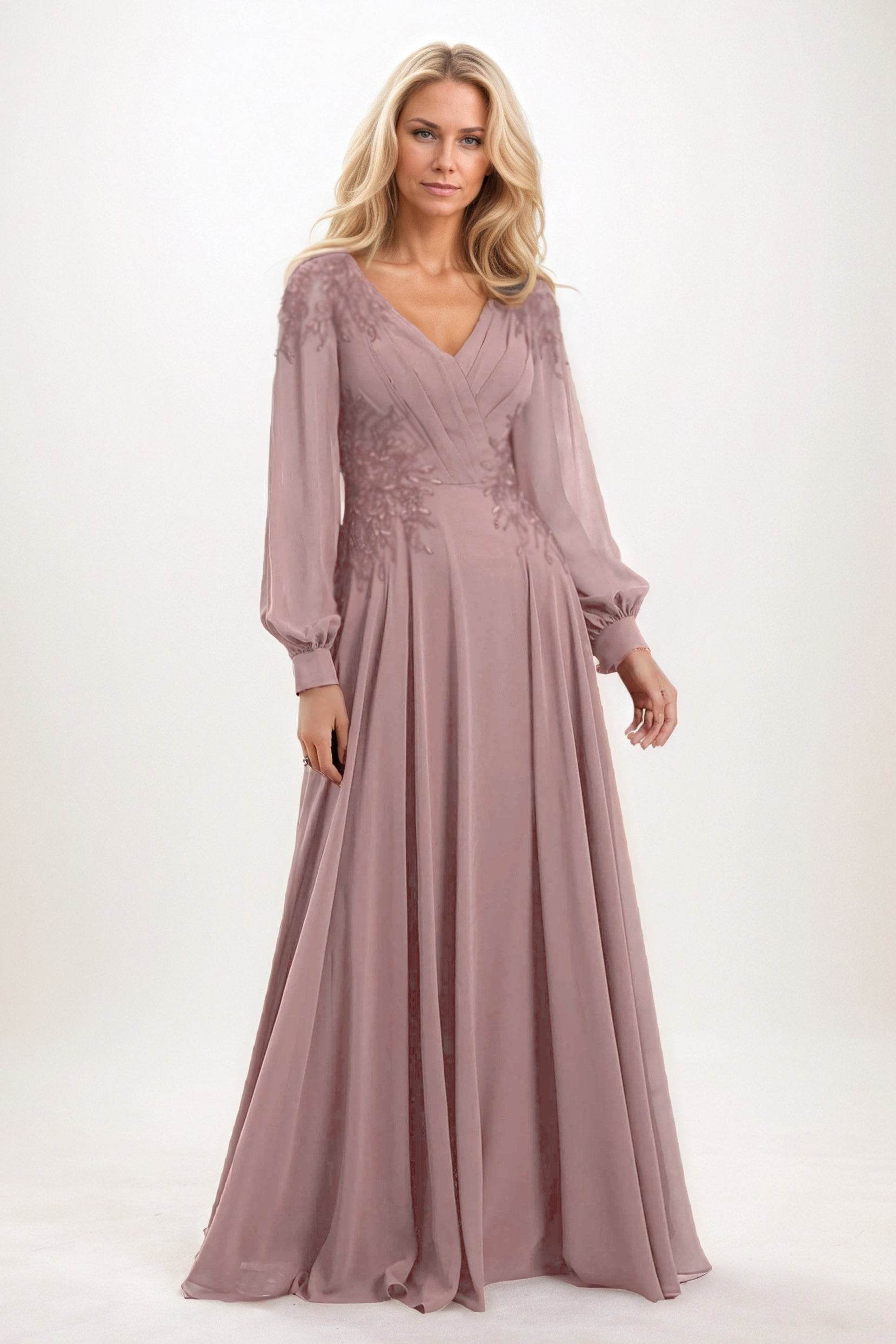 A-Line Maxi Chiffon Mother of the Bride Dresses CM0405