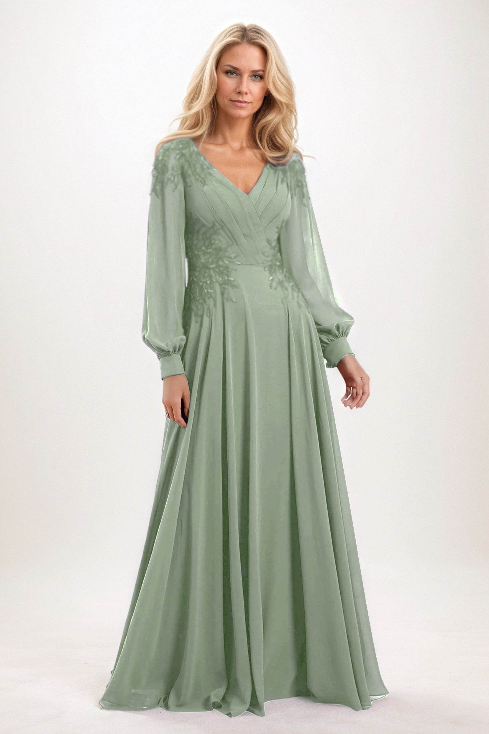 A-Line Maxi Chiffon Mother of the Bride Dresses CM0405