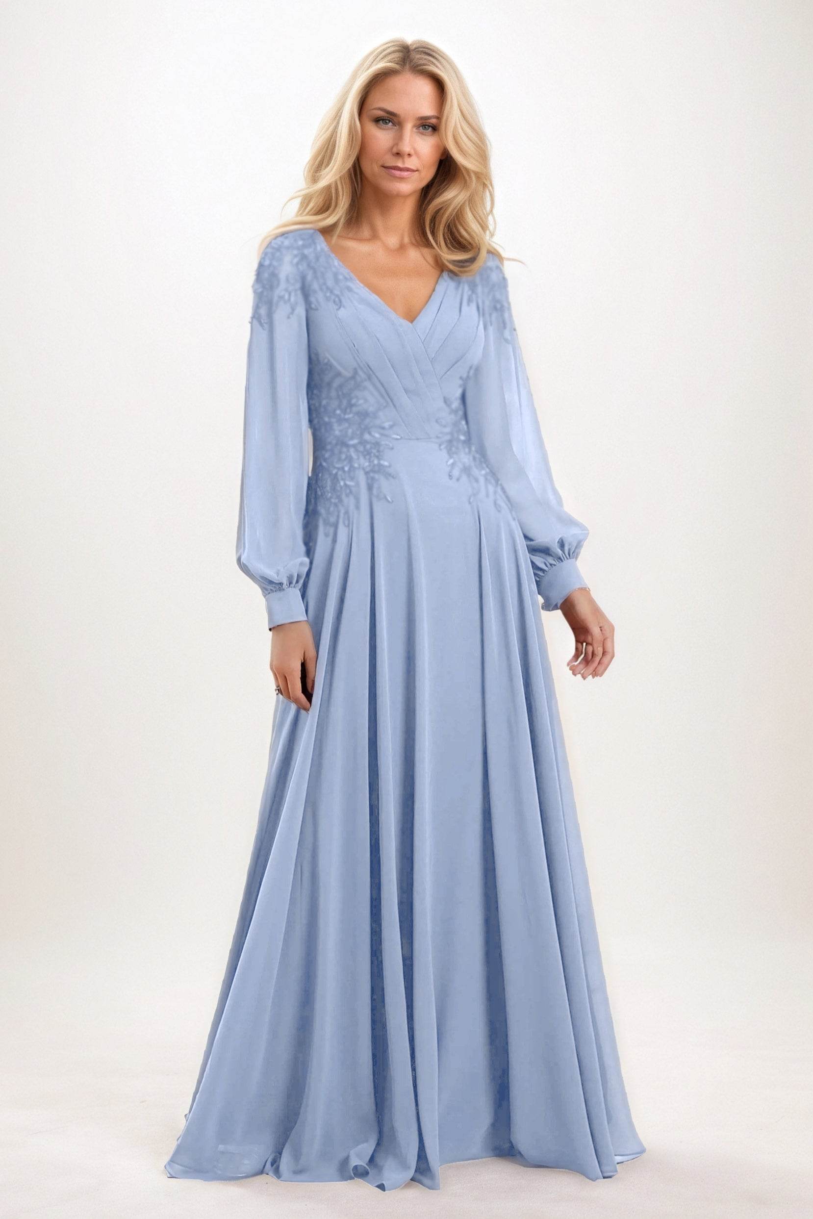 A-Line Maxi Chiffon Mother of the Bride Dresses CM0405