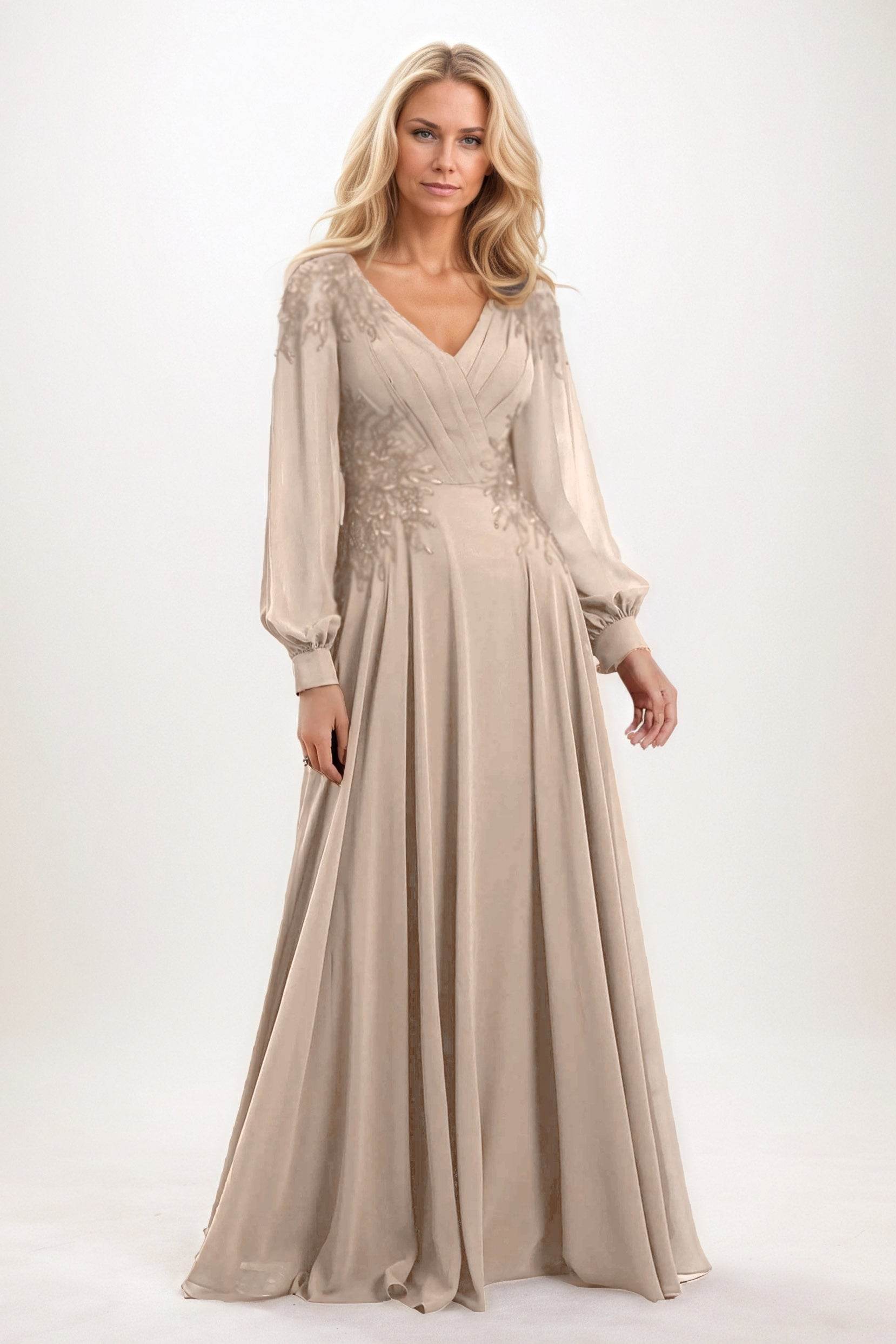 A-Line Maxi Chiffon Mother of the Bride Dresses CM0405