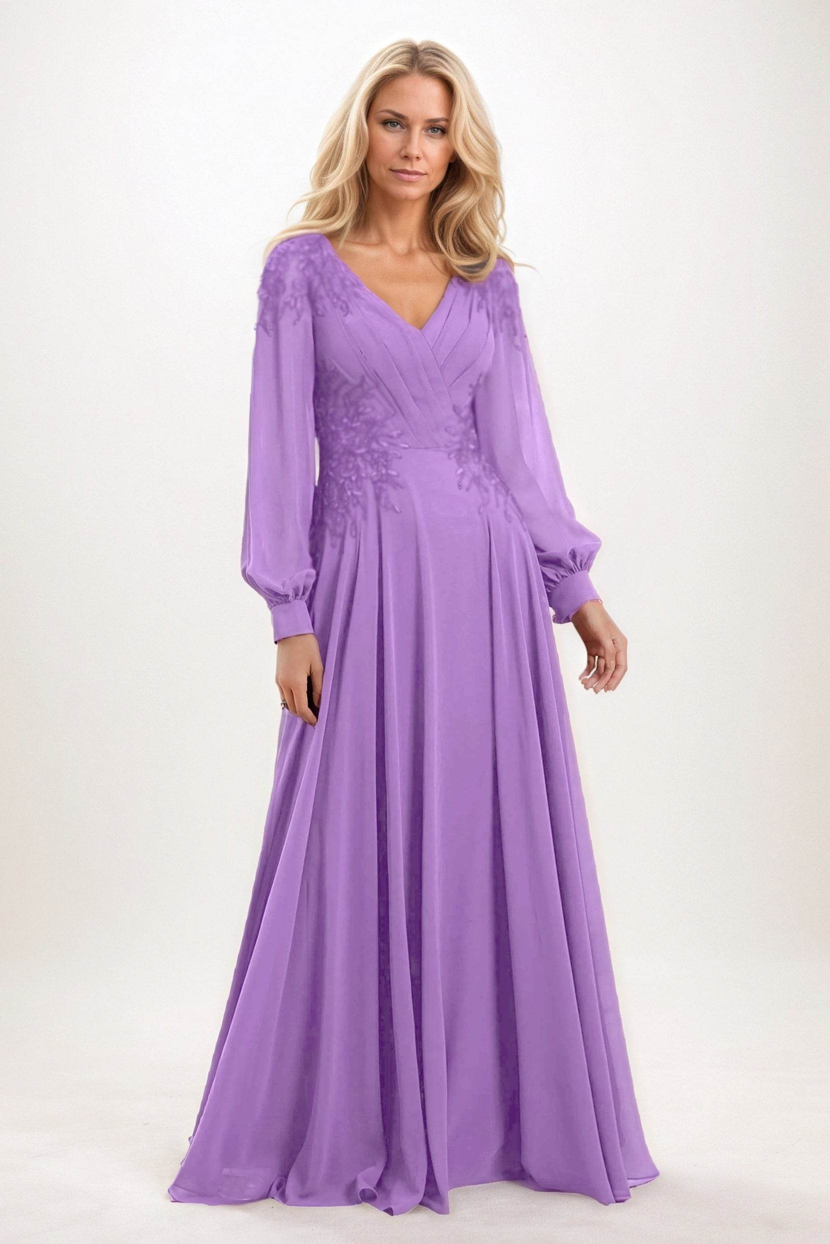 A-Line Maxi Chiffon Mother of the Bride Dresses CM0405