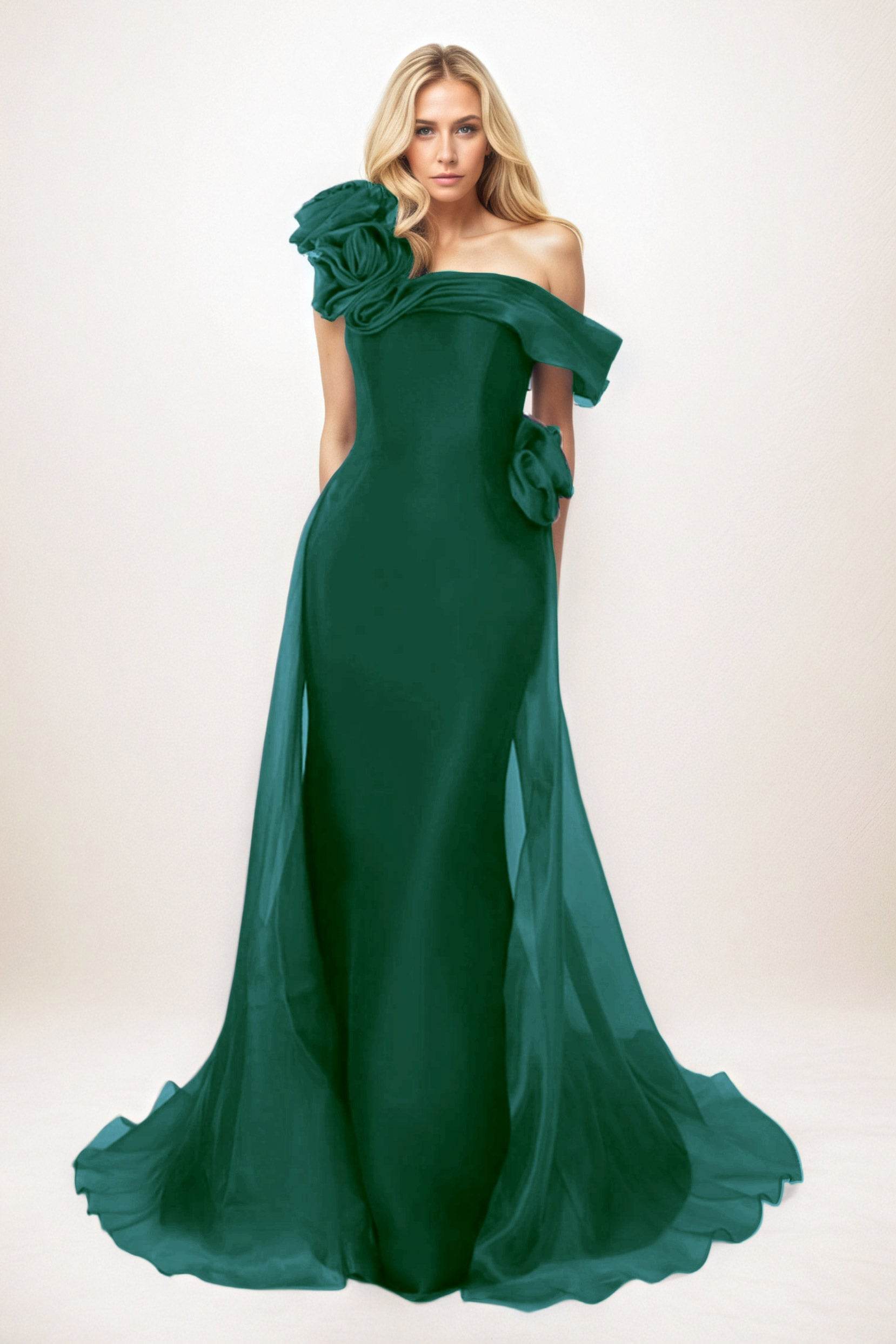 Trumpet-Mermaid Maxi Organza Mother of the Bride Dresses CM0406