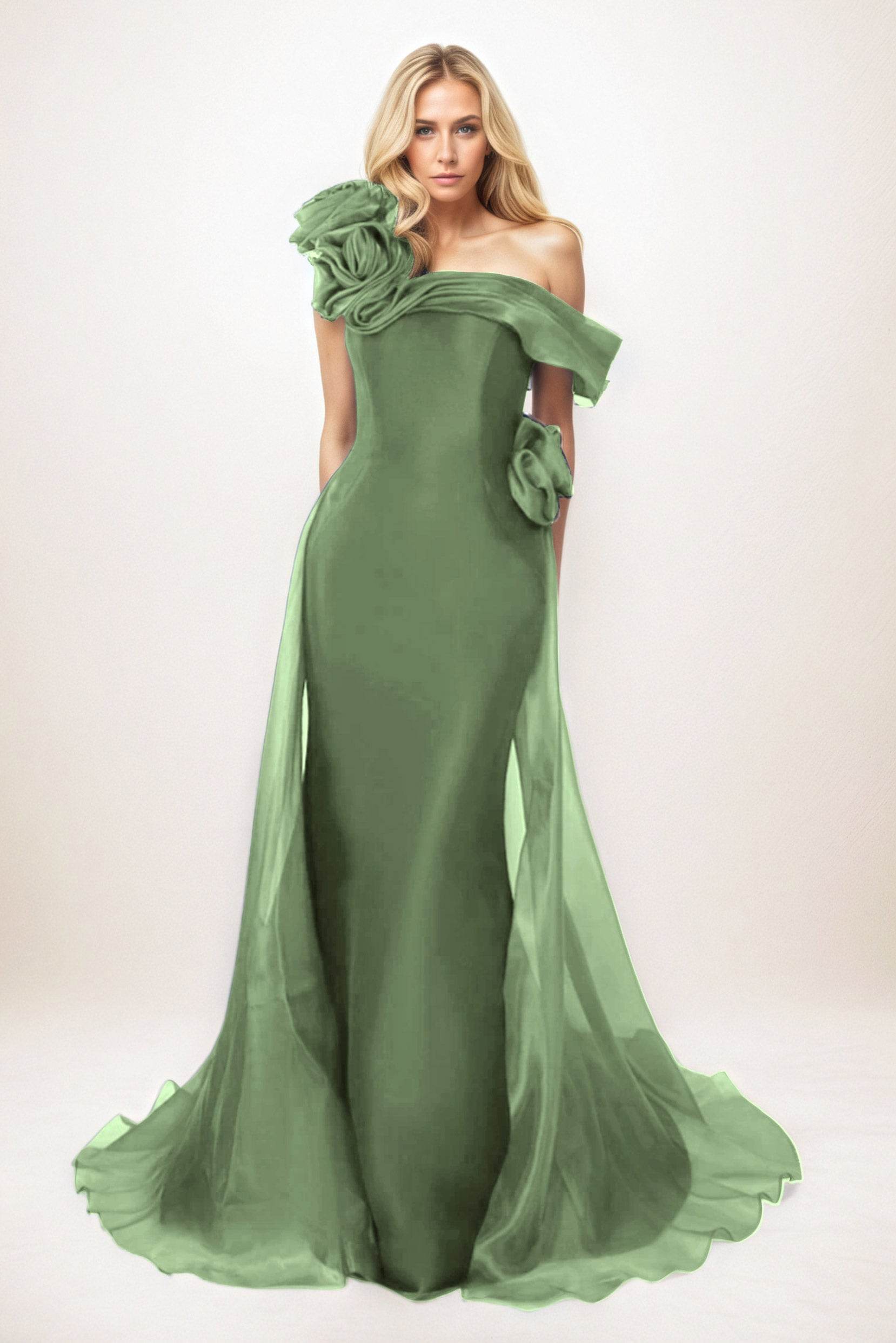 Trumpet-Mermaid Maxi Organza Mother of the Bride Dresses CM0406