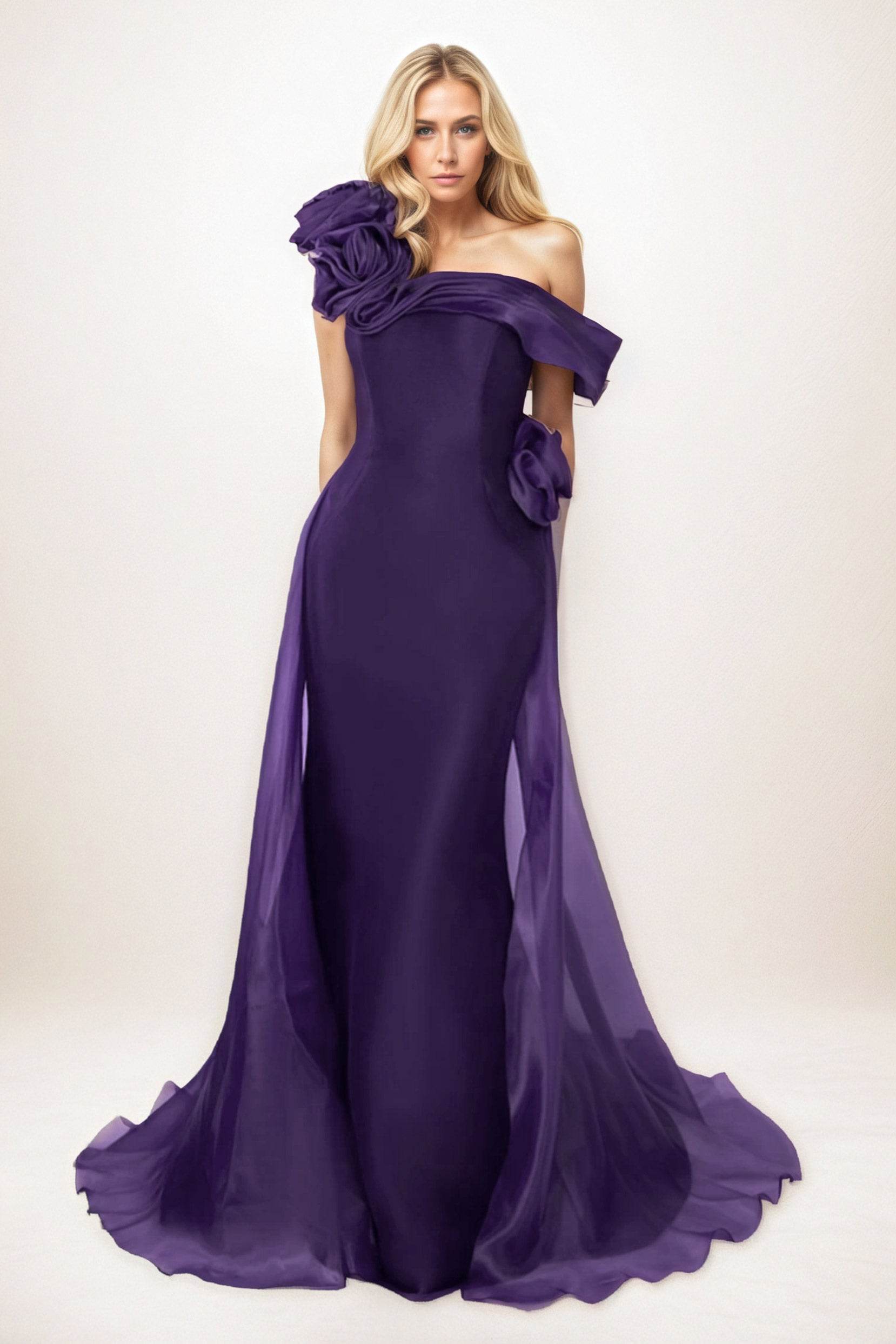 Trumpet-Mermaid Maxi Organza Mother of the Bride Dresses CM0406