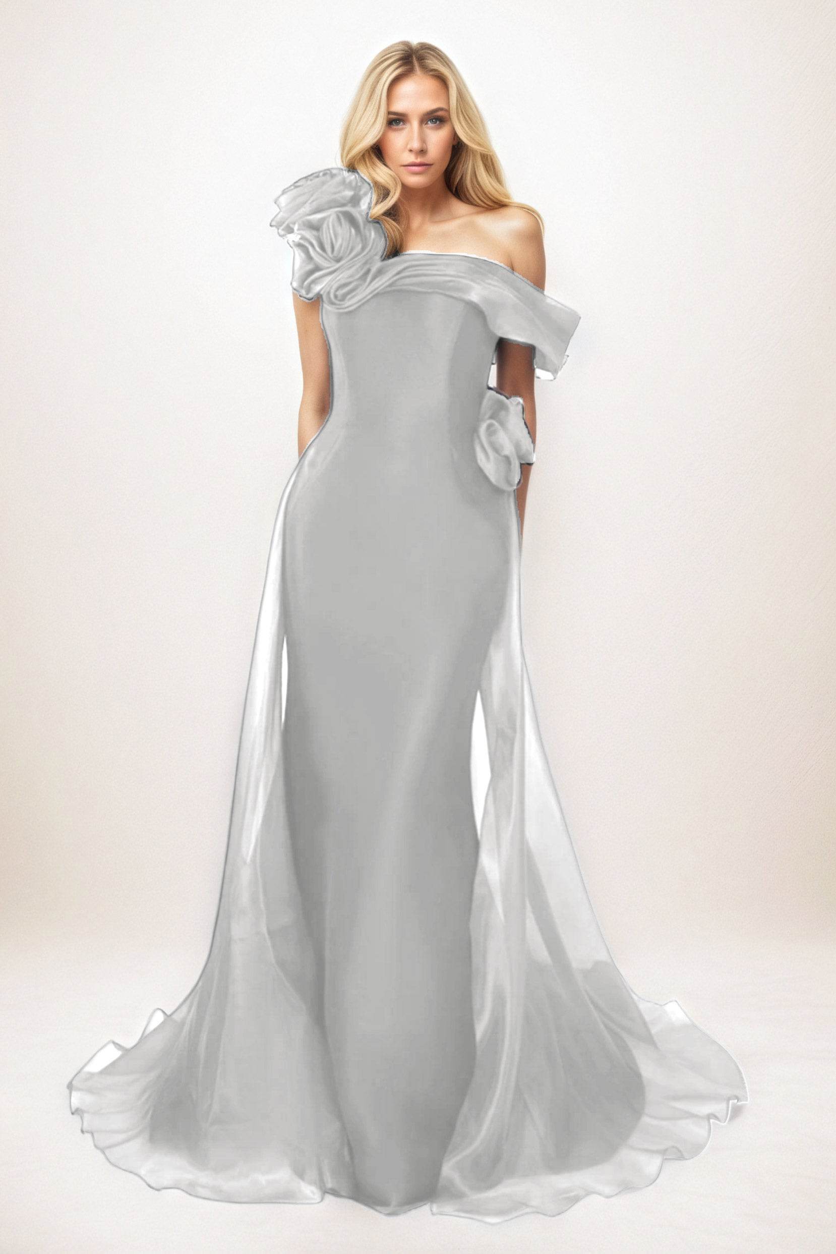 Trumpet-Mermaid Maxi Organza Mother of the Bride Dresses CM0406