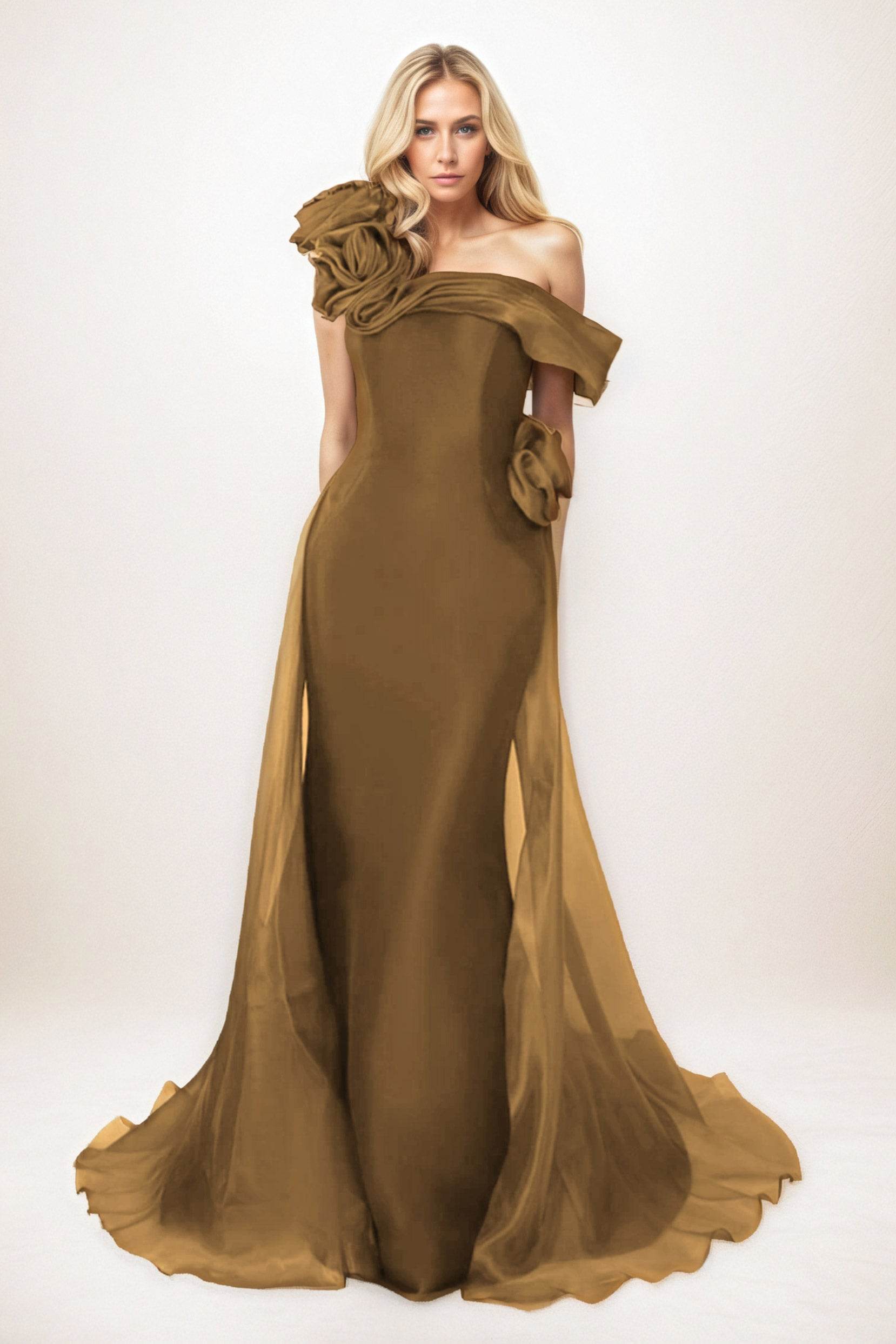 Trumpet-Mermaid Maxi Organza Mother of the Bride Dresses CM0406