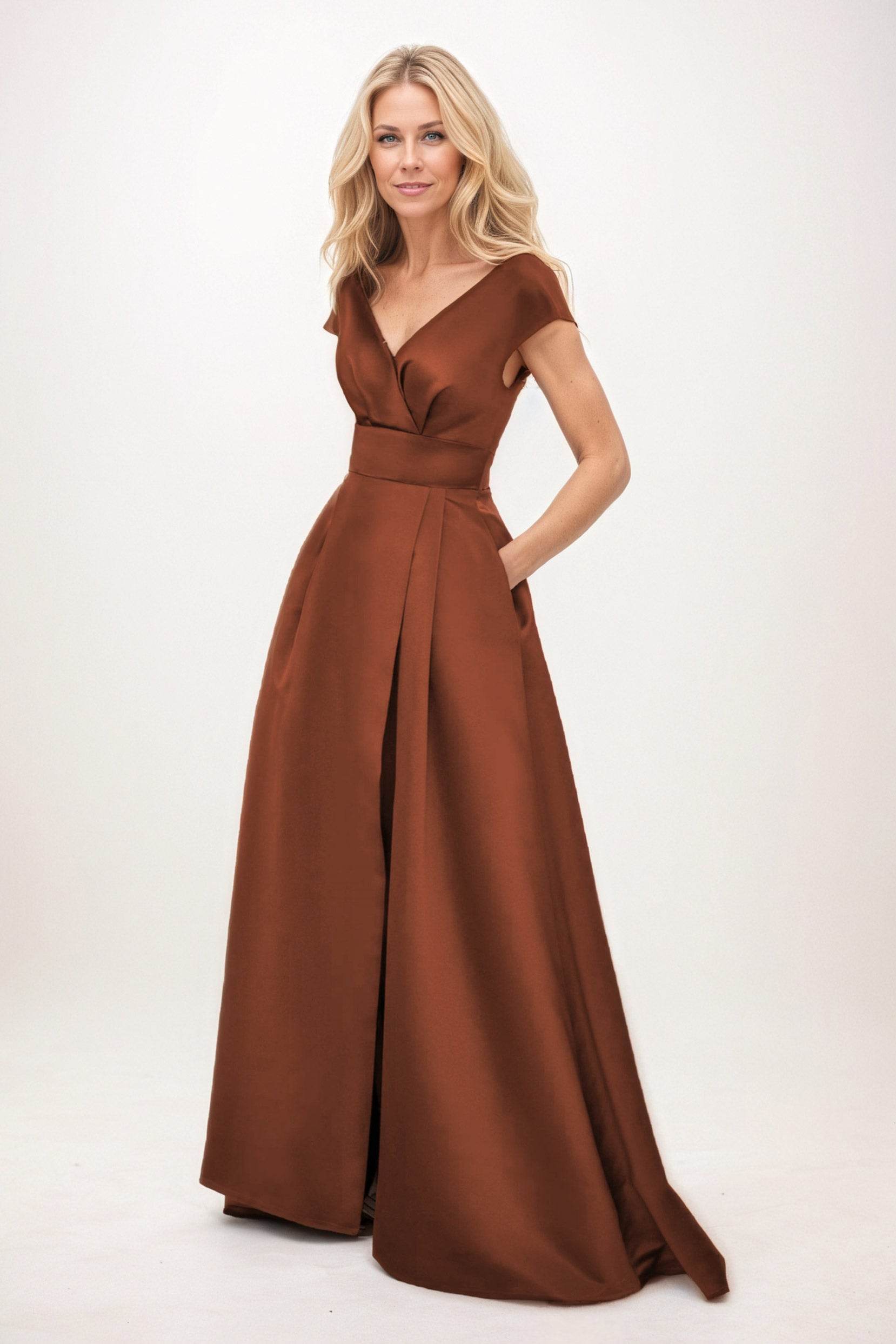 A-Line Maxi Satin Mother of the Bride Dresses CM0408
