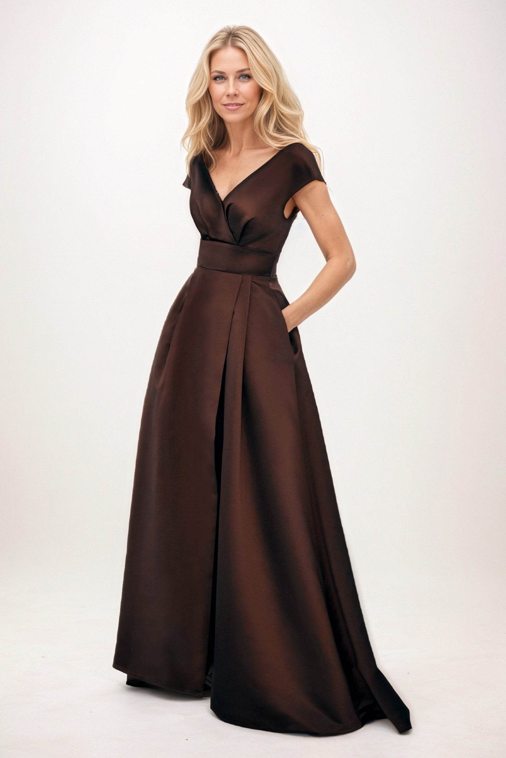 A-Line Maxi Satin Mother of the Bride Dresses CM0408