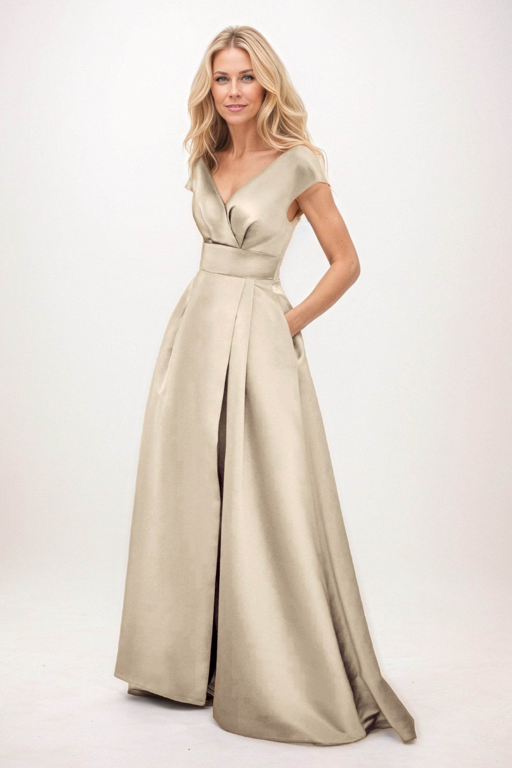 A-Line Maxi Satin Mother of the Bride Dresses CM0408