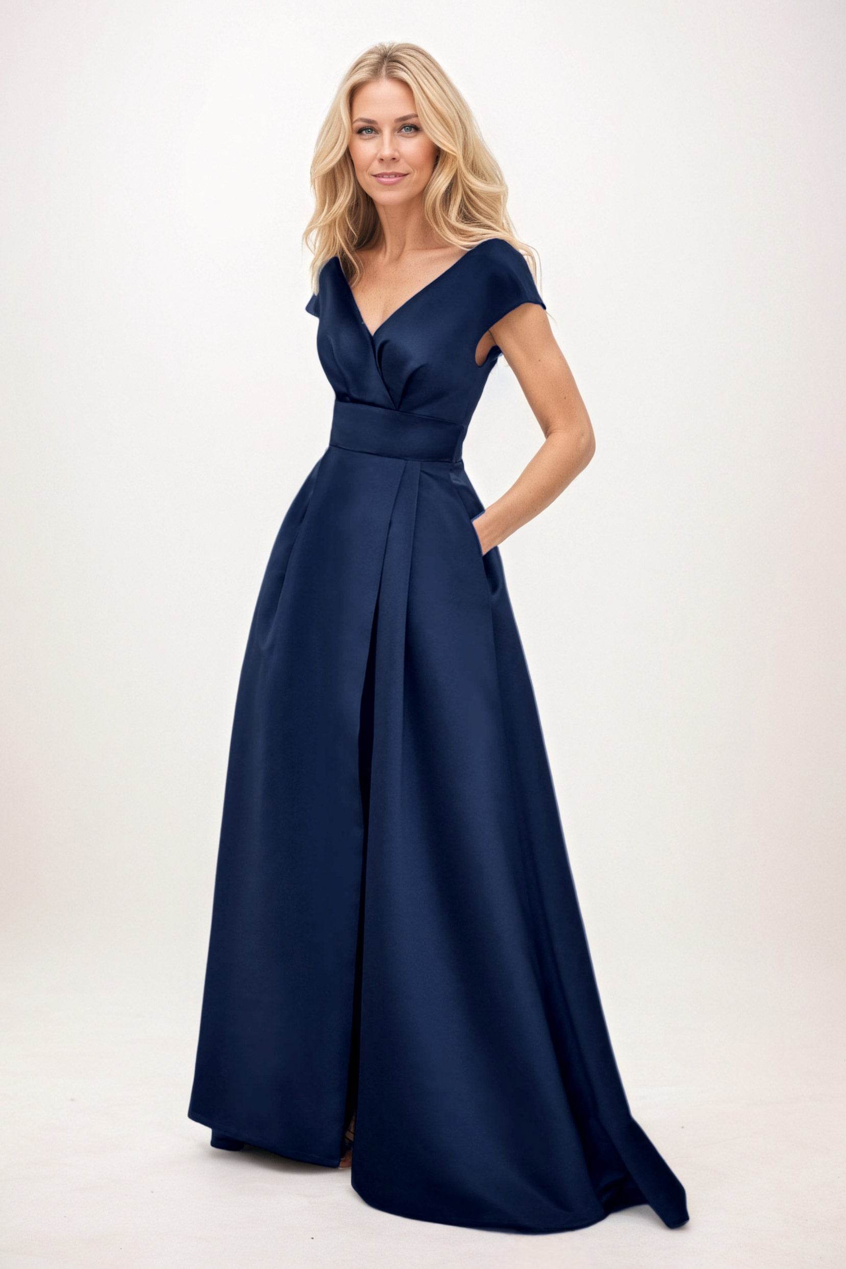 A-Line Maxi Satin Mother of the Bride Dresses CM0408