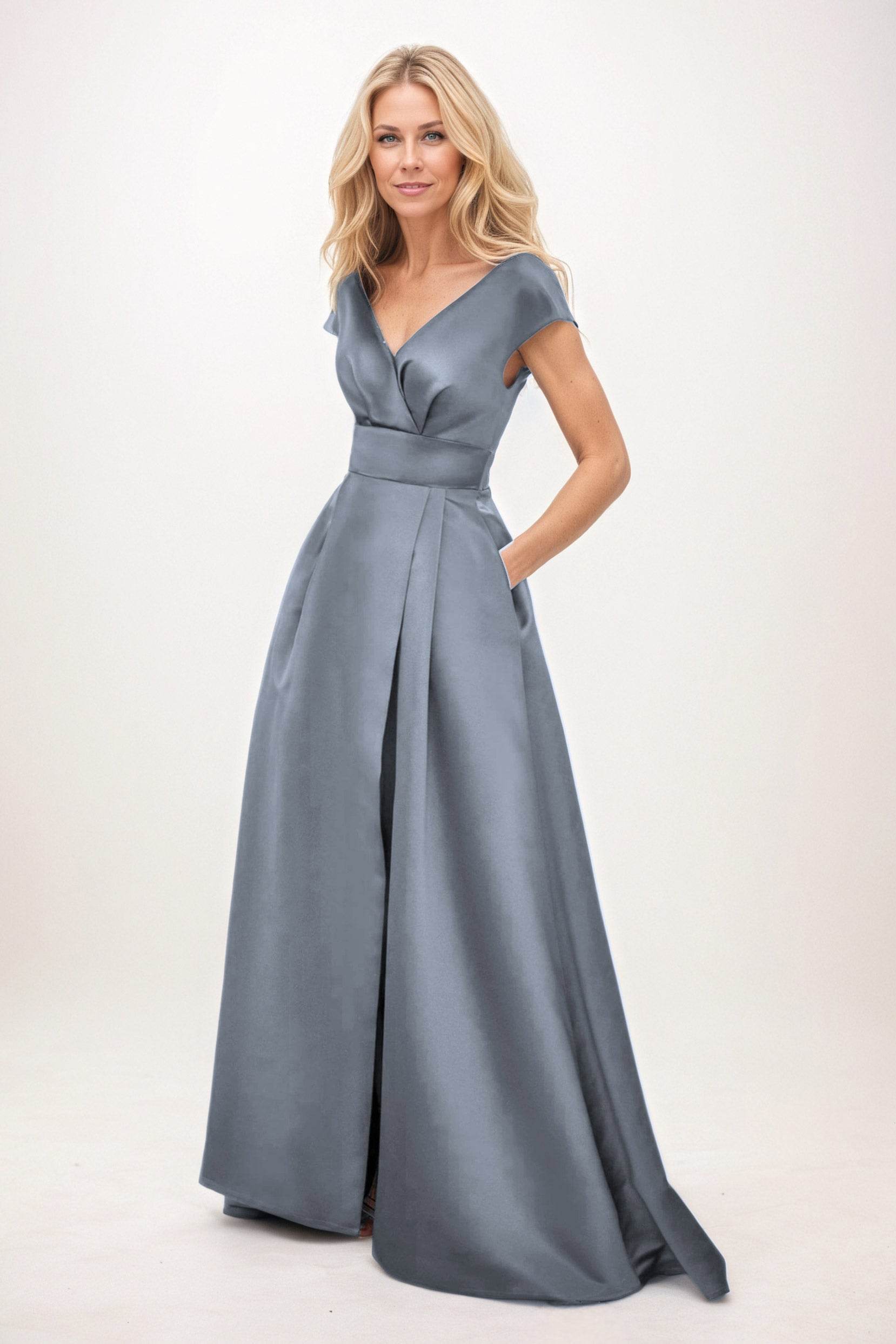 A-Line Maxi Satin Mother of the Bride Dresses CM0408